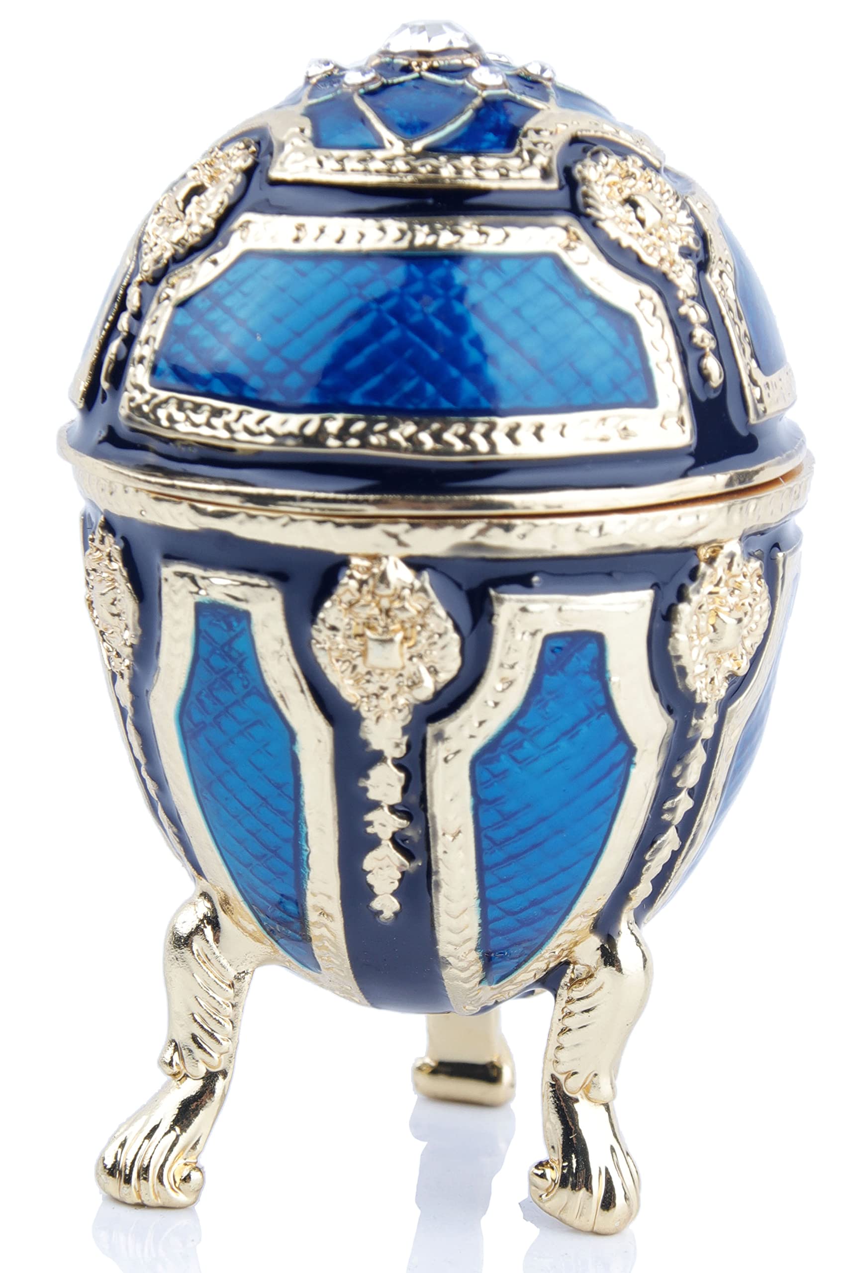 Hand-Painted Faberge Egg Trinket Box - Hinged Decorative Jewelry Box for Home Decor, Unique Gift for Collectors & Elegant Home Display