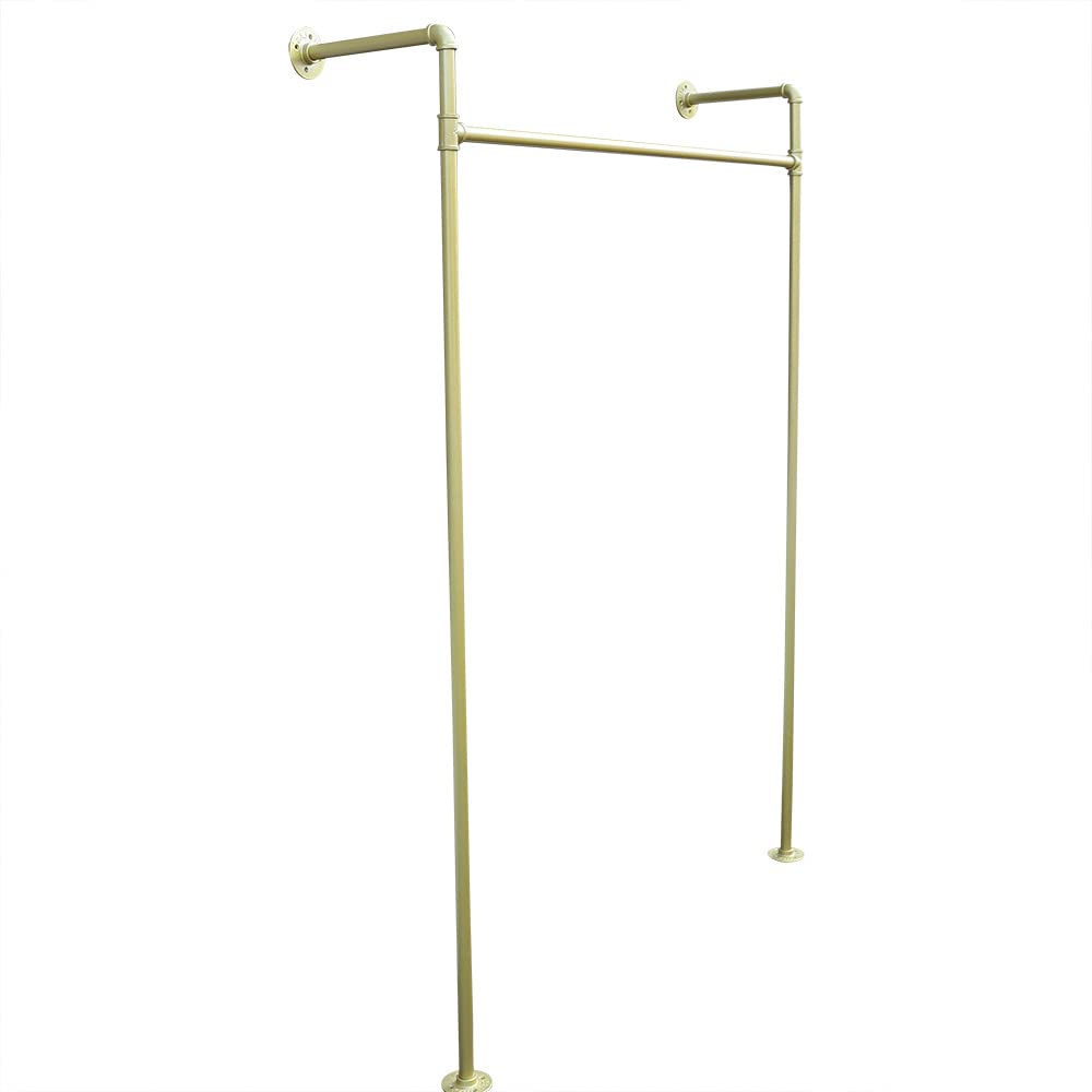 Wall-Mounted Garment Rack - Heavy Duty Metal Clothing Display Stand with Gold Square Design for Stores, Bathrooms & Closets | Space-Saving Storage Solution for Hanging Clothes, Towels & Accessories