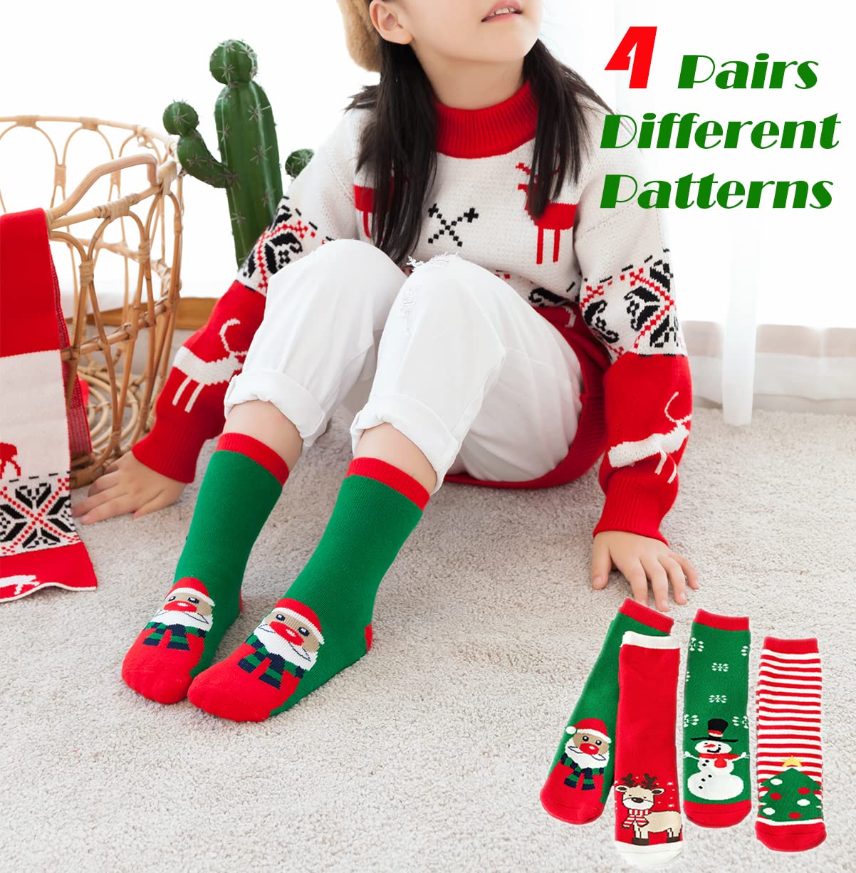 YXBQueen Christmas Socks for Kids - Cozy Fuzzy Holiday Crew Socks for Toddlers, Baby Girls & Boys - Soft Cotton Christmas Stocking Stuffers - Perfect for Xmas Parties, Family Gatherings & Winter Celebrations
