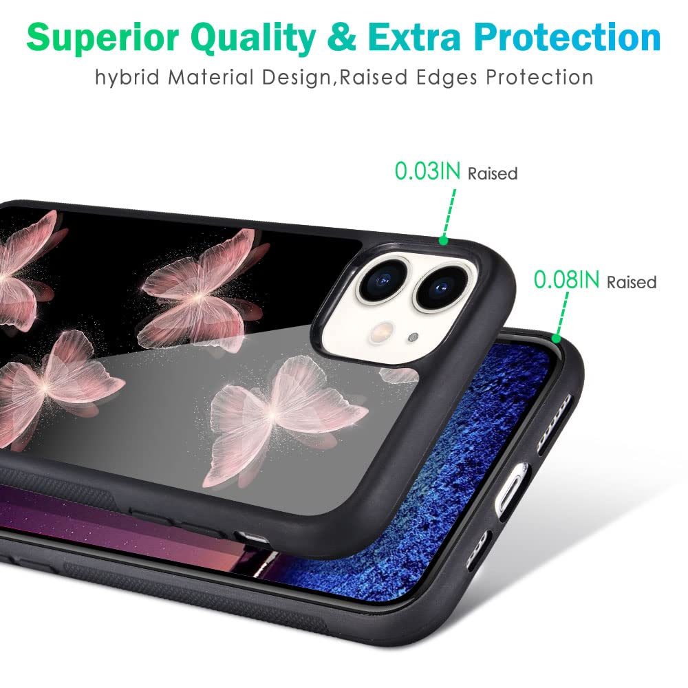 MAYCARI iPhone 12 Pro Max Case with Butterfly Design - Hard Back & Soft TPU Bumper Protective Cover for Women | Stylish Phone Case for Everyday Use, Work & Travel