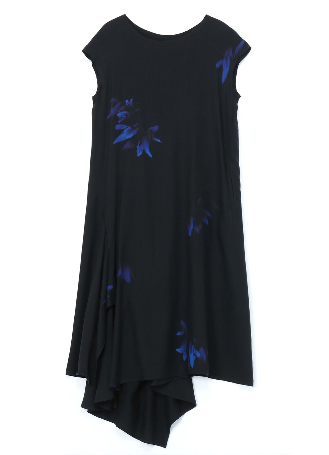 Blue Lilies Print Sleeveless Dress for Women - Floral Summer Dress for Beach, Party & Casual Wear