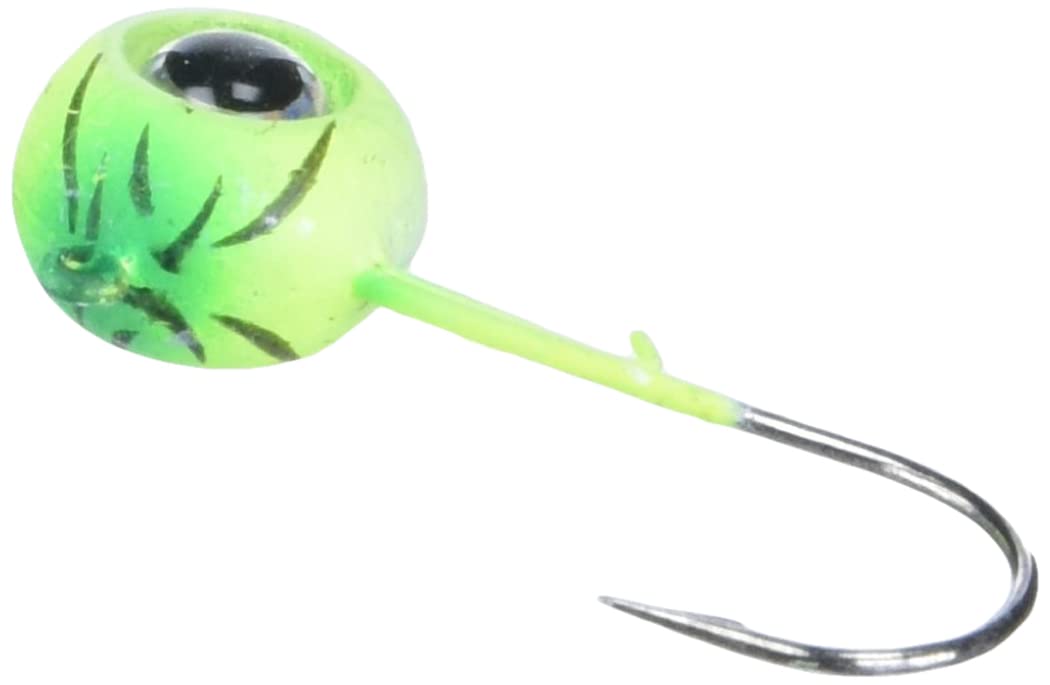 VMC Neon Moon Eye Jig 3/8 oz Green Fire UV - Premium Fishing Lure for Bass, Walleye, and Saltwater Fishing