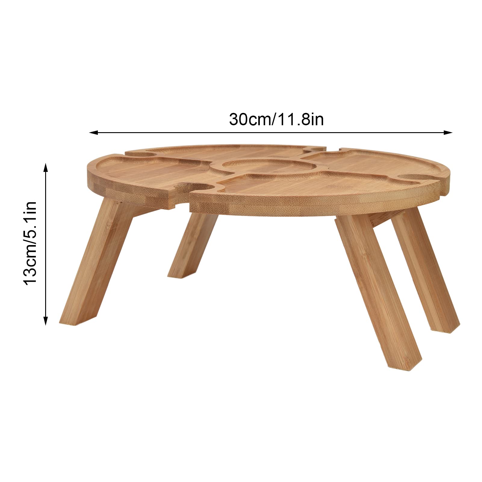 EVTSCAN Folding Outdoor Table - Portable Wooden Picnic Table with Wine Glass Holder for Camping, Hiking, Beach & Backyard BBQs | Compact & Lightweight for Easy Transport