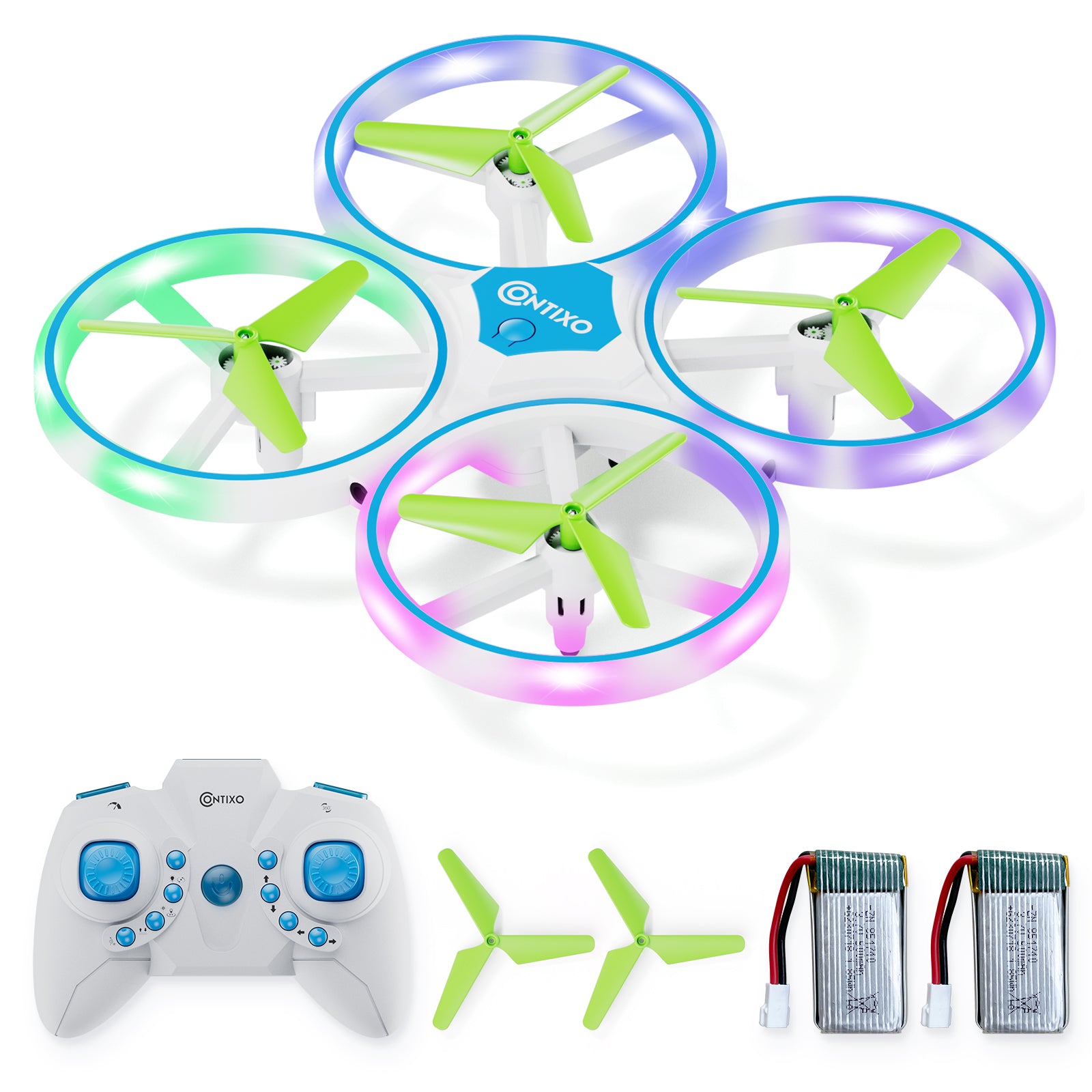 Contixo TD1 Dragonfly Drone with LED Light Effects - 2.4GHz Remote Control Quadcopter for Kids & Adults - Perfect for Night Flying, Outdoor Adventures, and Aerial Photography