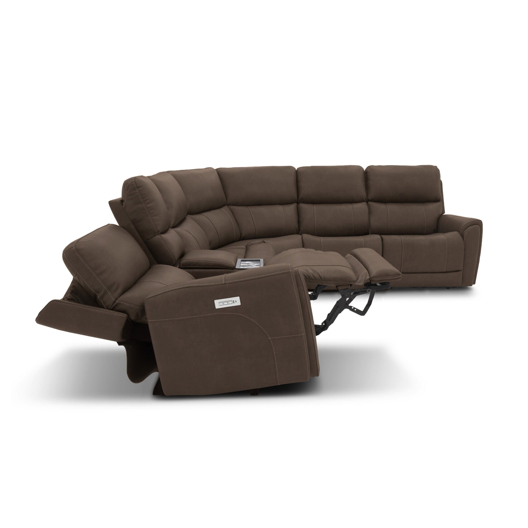 Dylan 6-Piece Modular Sectional Sofa with 2 Power Recliners & 1 Power Armless Chaise - Modern L-Shaped Living Room Furniture for Family Gatherings & Movie Nights