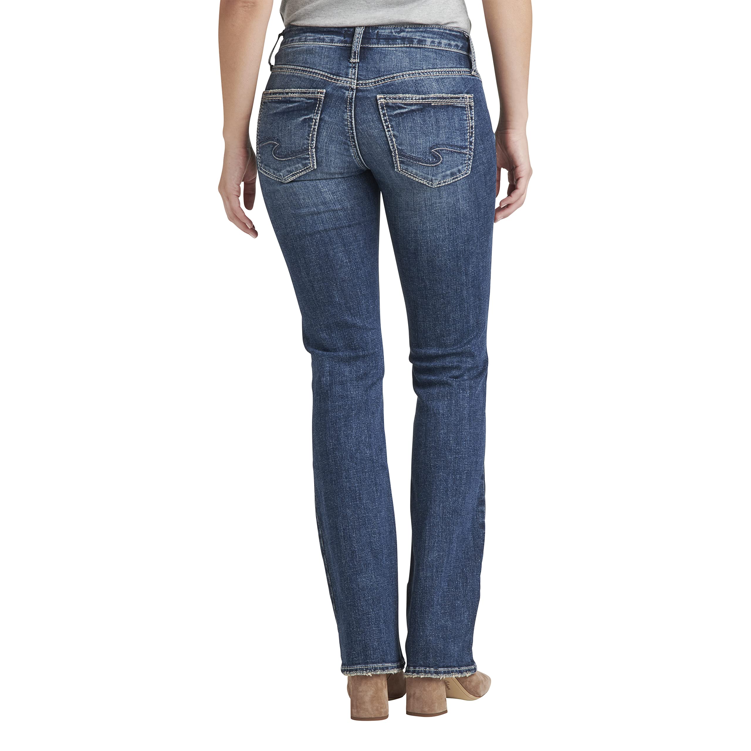 Silver Jeans Co. Women's Britt Low Rise Curvy Fit Slim Bootcut Jeans - Comfortable & Stylish Denim Pants for Casual Wear, Office & Night Out