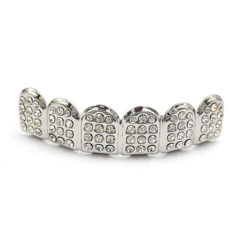 Stylish Gold & Silver Teeth Grillz Set for Men & Women - Top & Bottom Bling Jewelry for Hip Hop Fashion & Party Wear