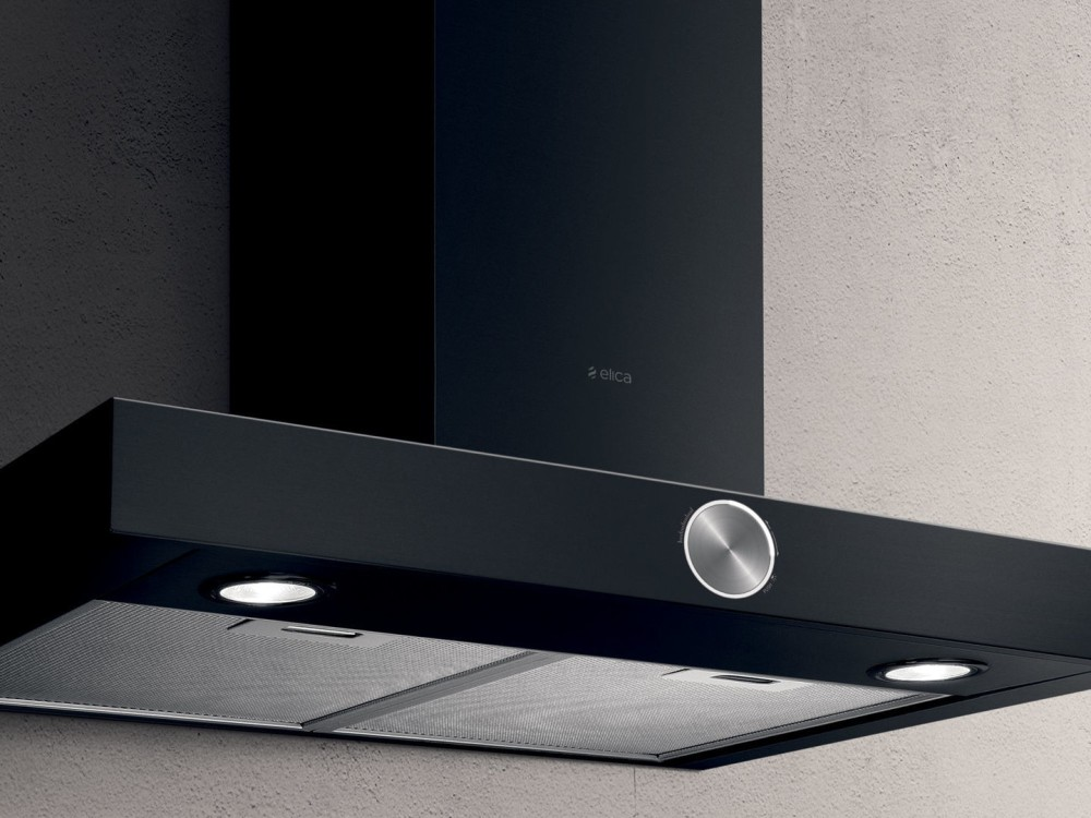 Elica 90cm Black Stripe Wall Mounted Range Hood - Modern Kitchen Ventilation for Smoke & Odor Removal | Perfect for Home & Restaurant Use