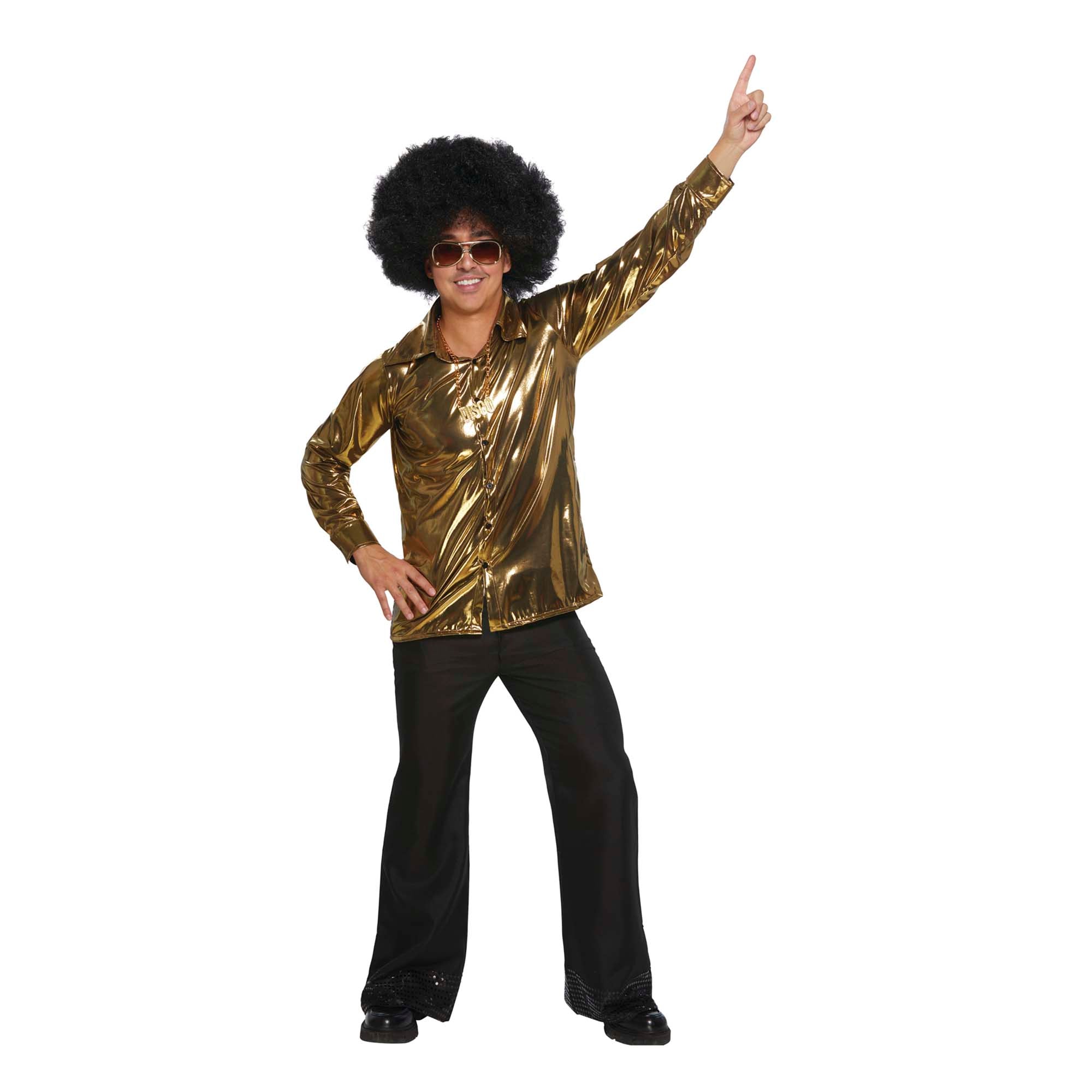 Vintage 70s Disco Gold Shirt for Women & Men - Plus Size Retro Party Top for Halloween, Costume Party & Theme Events