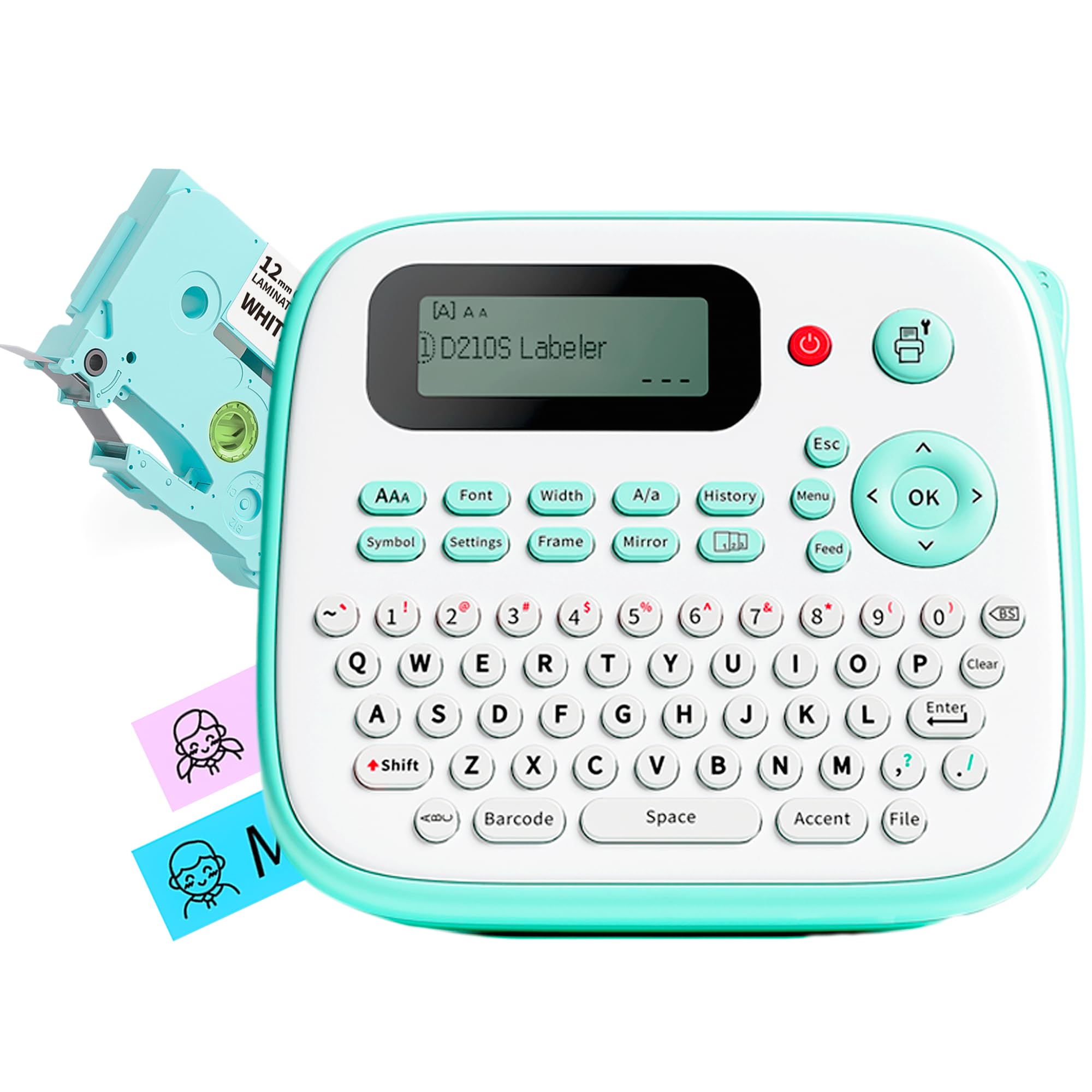 D210S Portable Label Maker Machine with QWERTY Keyboard - Handheld Easy Label Printer for Kids, Home, Office & School Organization - Perfect for DIY Projects, Small Business Labeling & Classroom Supplies