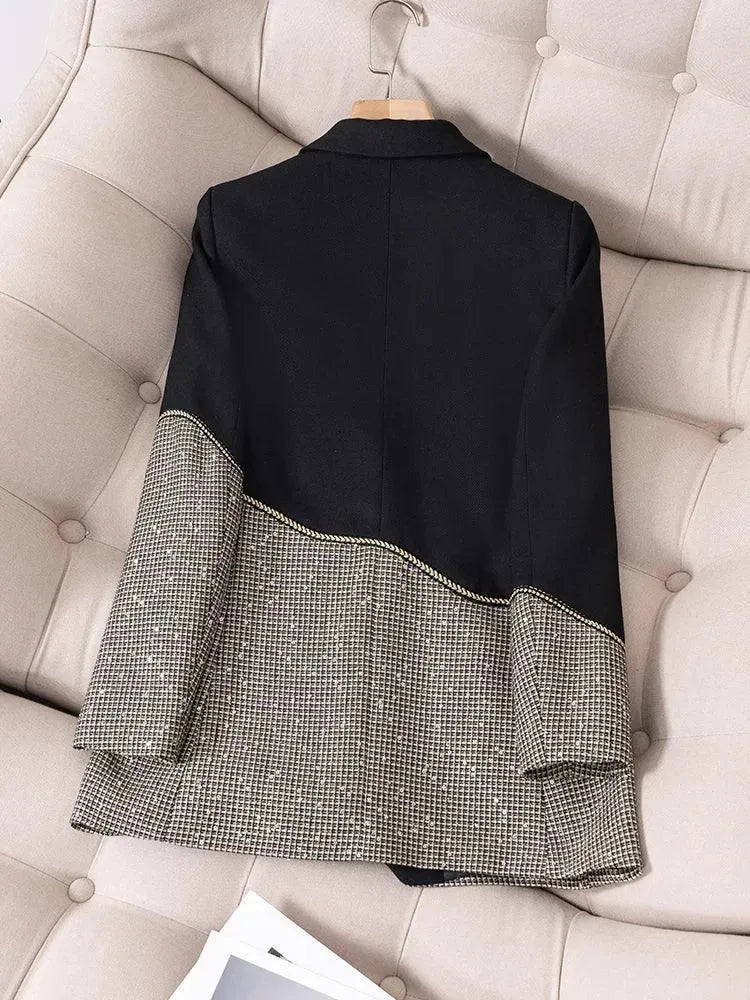 Elegant Patchwork Sequin Women's Pant Suit for Formal Events - Perfect for Weddings, Parties & Evening Occasions