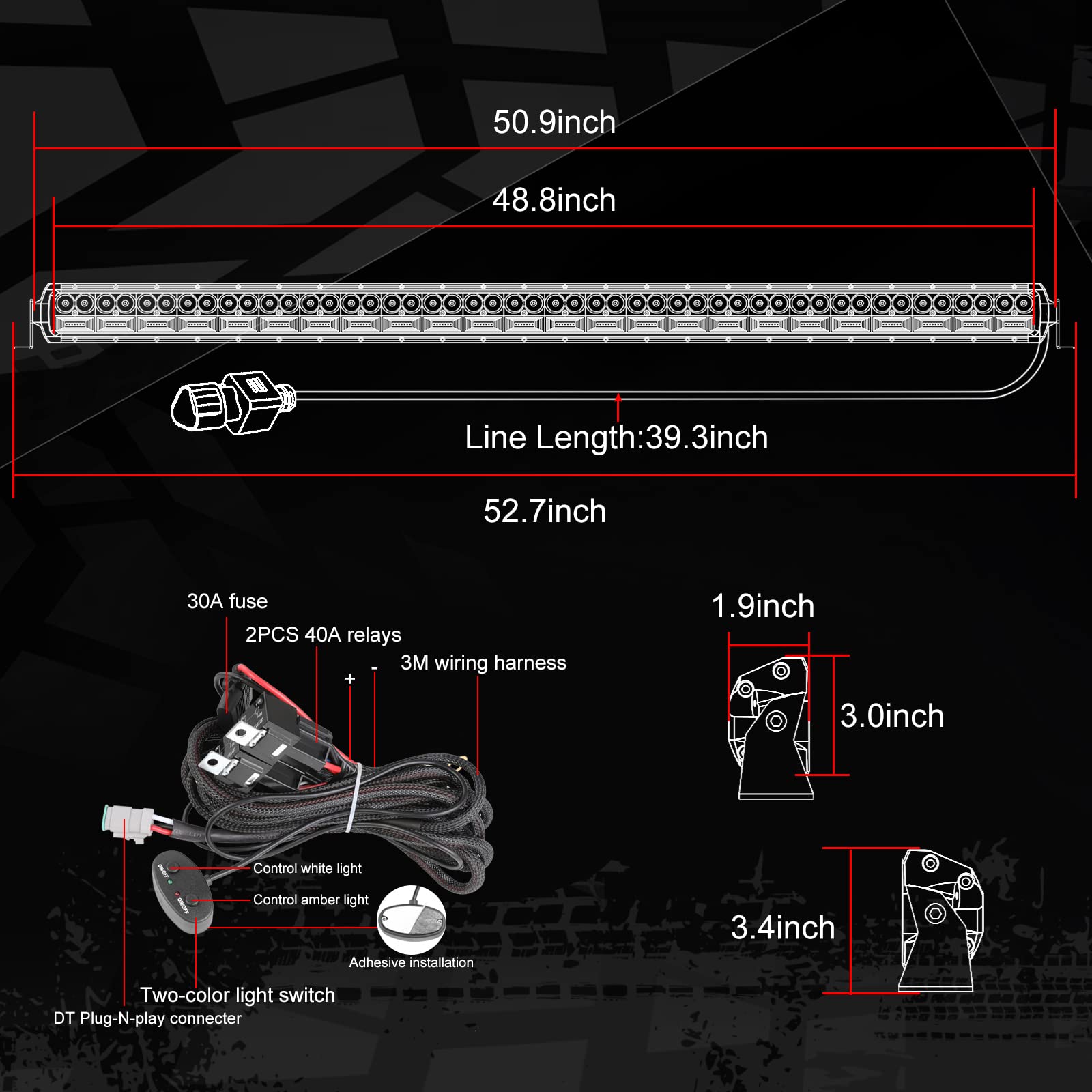 AutoPower Plus 50 Inch LED Light Bar - White & Amber Dual Row Combo for Offroad Trucks, SUVs, Boats - Driving & Flood Lights for Fog, Trail, Camping & Night Adventure
