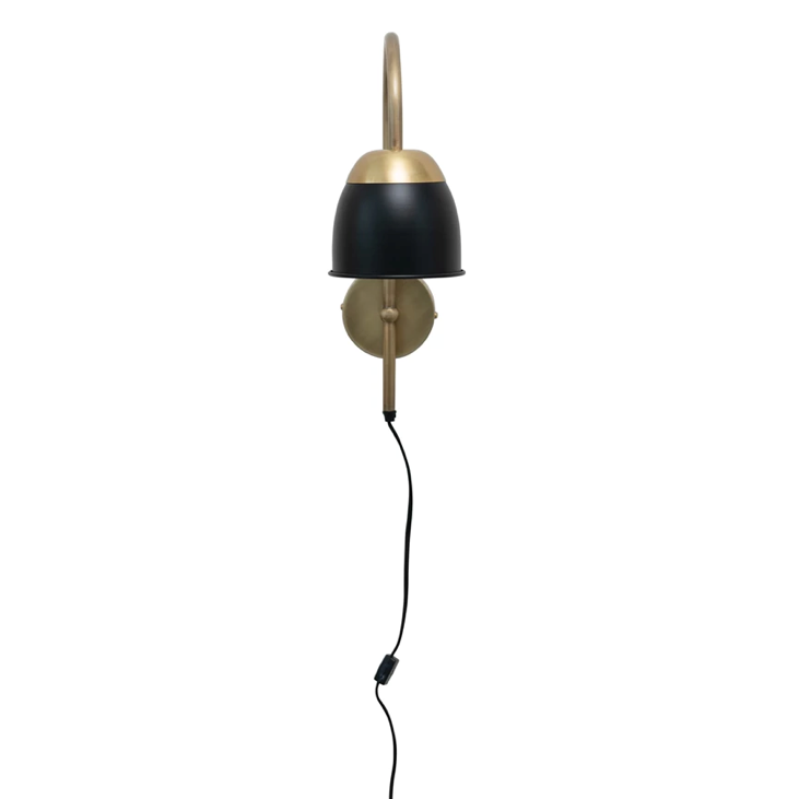 Black and Brass Wall Sconce - Modern Industrial Lighting Fixture for Living Room, Bedroom, or Hallway - Indoor Wall Mounted Lamp (2 Pack) - Perfect for Home Decor and Ambient Lighting