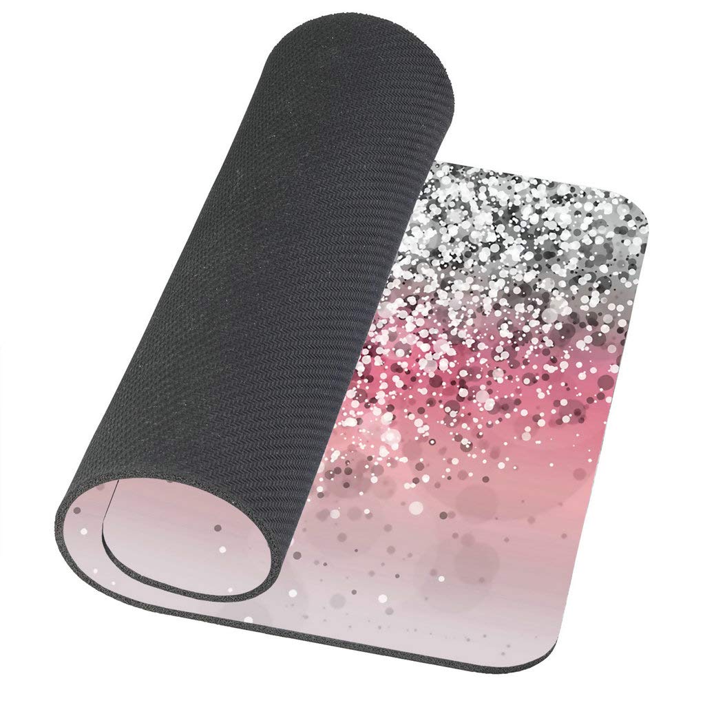 Custom Pink Glitter Gaming Mouse Pad - Non-Slip Rubber Base, 9.5x7.9 Inches (240x200x3mm) - Perfect for PC Gaming, Office Work & Home Computer Setup