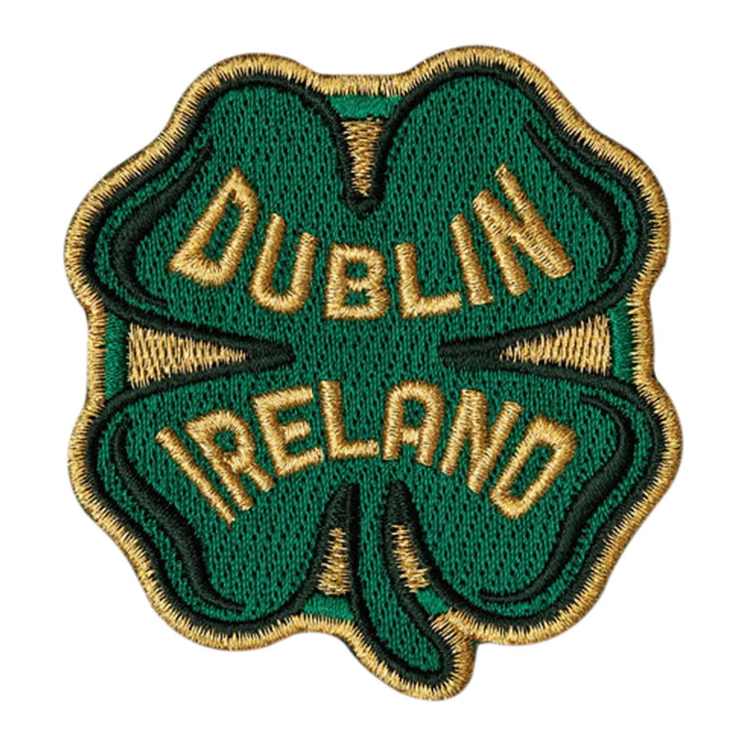 VAGABOND HEART Dublin Ireland Patch - Shamrock Souvenir Iron On Travel Badge for Jackets, Bags & Hats | Irish Pride Accessories for St. Patrick's Day & Travel Enthusiasts