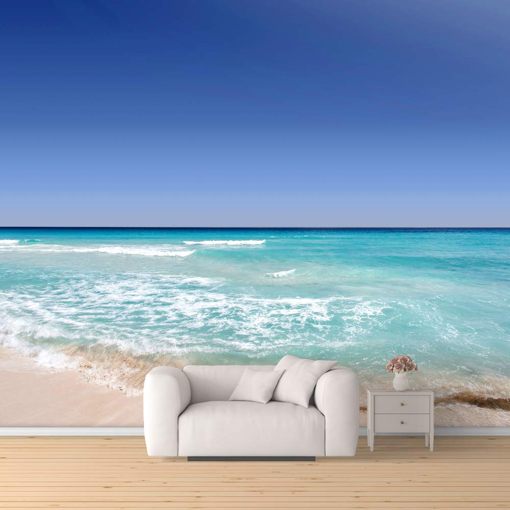 Romantic Beach Wall Mural - Removable Wallpaper Sticker 100x144 inches for Bedroom & Living Room Decor | Perfect for Coastal Theme Home Makeover