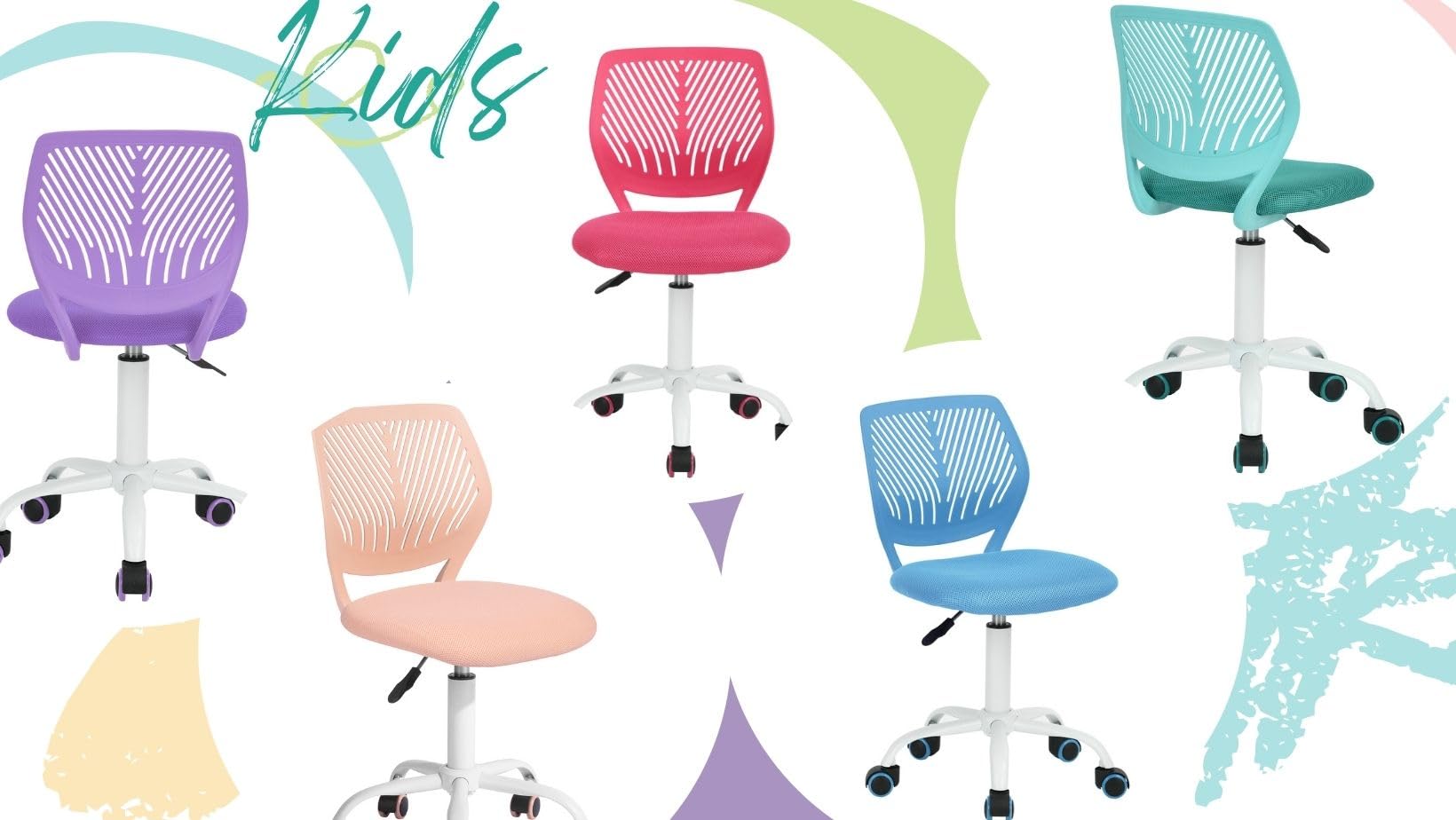 Modern Adjustable Swivel Armless Desk Chair - Ergonomic Computer Task Chair for Home Office & Study Room, Purple - Perfect for Kids, Students & Professionals