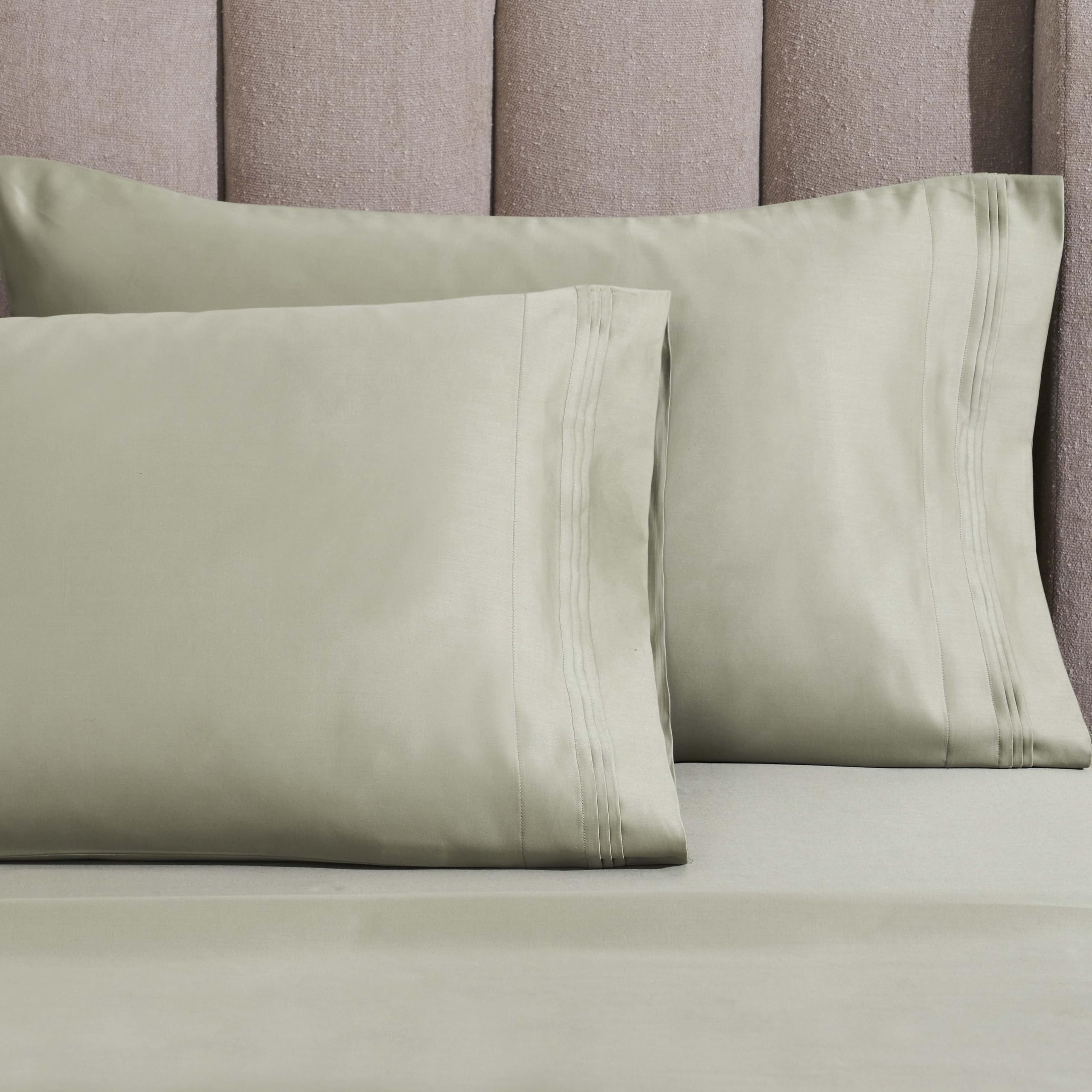 Premium 1500-Thread Count 100% Egyptian Cotton Sheet Set - King Size, Deep Pocket, Solid Sage Green - Ultra Soft & Breathable Luxury Bedding for Hotel-Like Comfort at Home