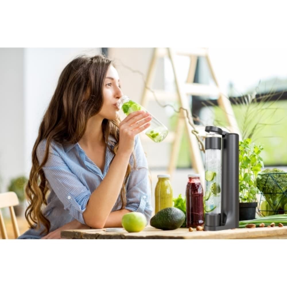 Fizzpod Home Soda Maker Machine - Sparkling Water Carbonator with 3 BPA-Free Bottles & 2 Cleaning Brushes (Silver) | Make Healthy Carbonated Drinks, Flavored Sparkling Water & Soda at Home