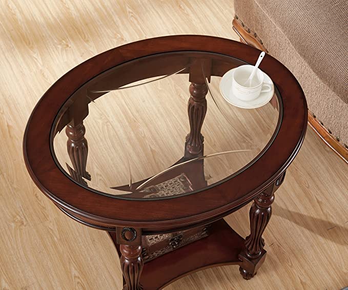 Gexpusm Oval Wood End Table with Storage Shelf - Natural Wood Side Table for Living Room, Easy Assembly - Perfect for Coffee Table, Nightstand, or Entryway Decor