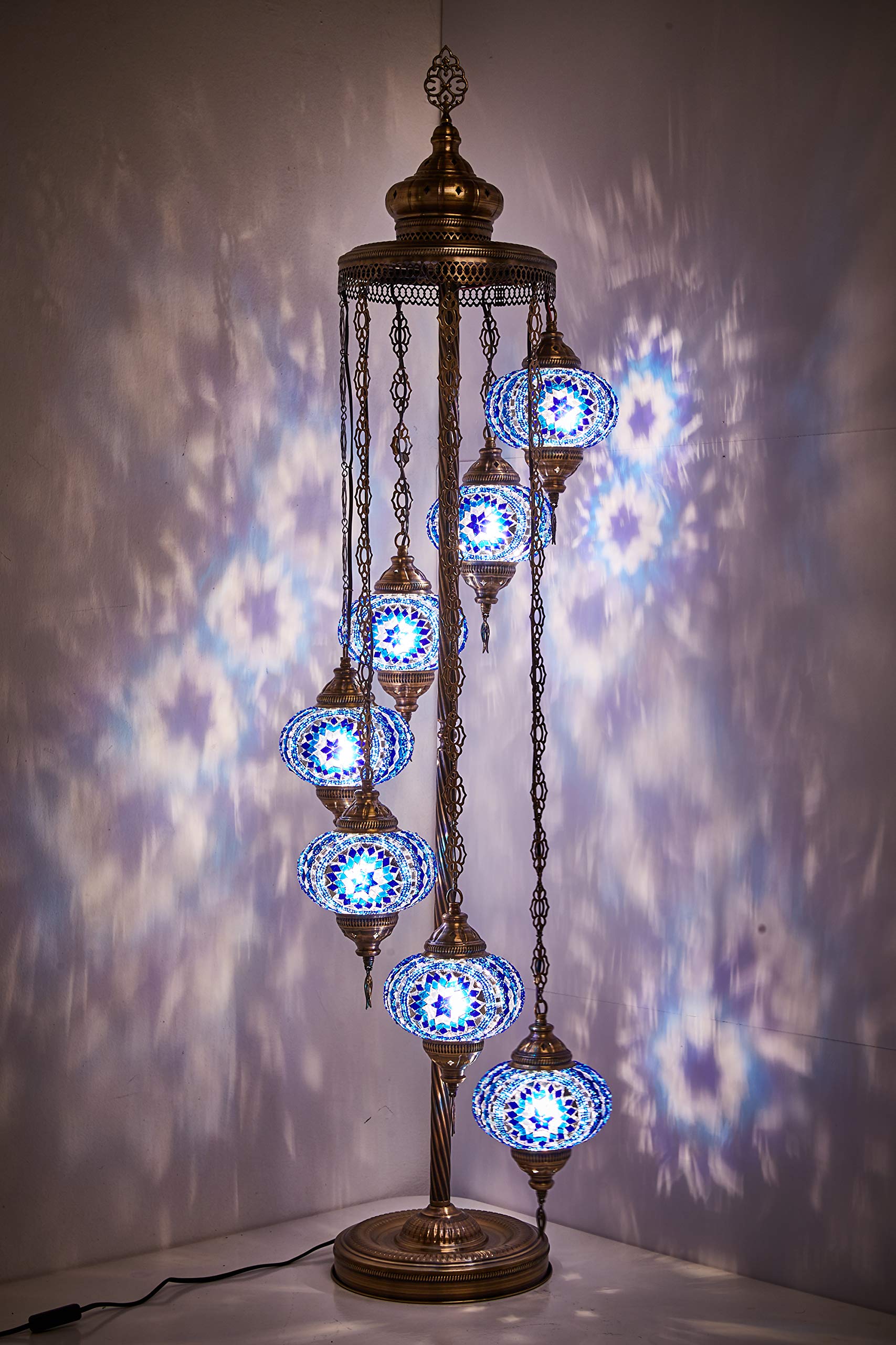 DEMMEX - 7 Large Handcrafted Turkish Moroccan Mosaic Floor Lamp, 60