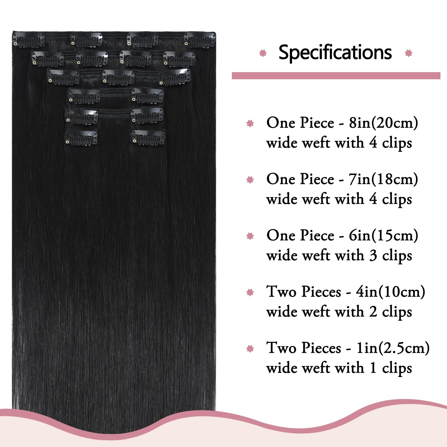HUAYI 16 Inch Clip in Human Hair Extensions - 7pcs 120g Real Remy Hair, Soft & Tangle-Free for Natural Black Hair | Perfect for Daily Styling, Parties & Special Occasions