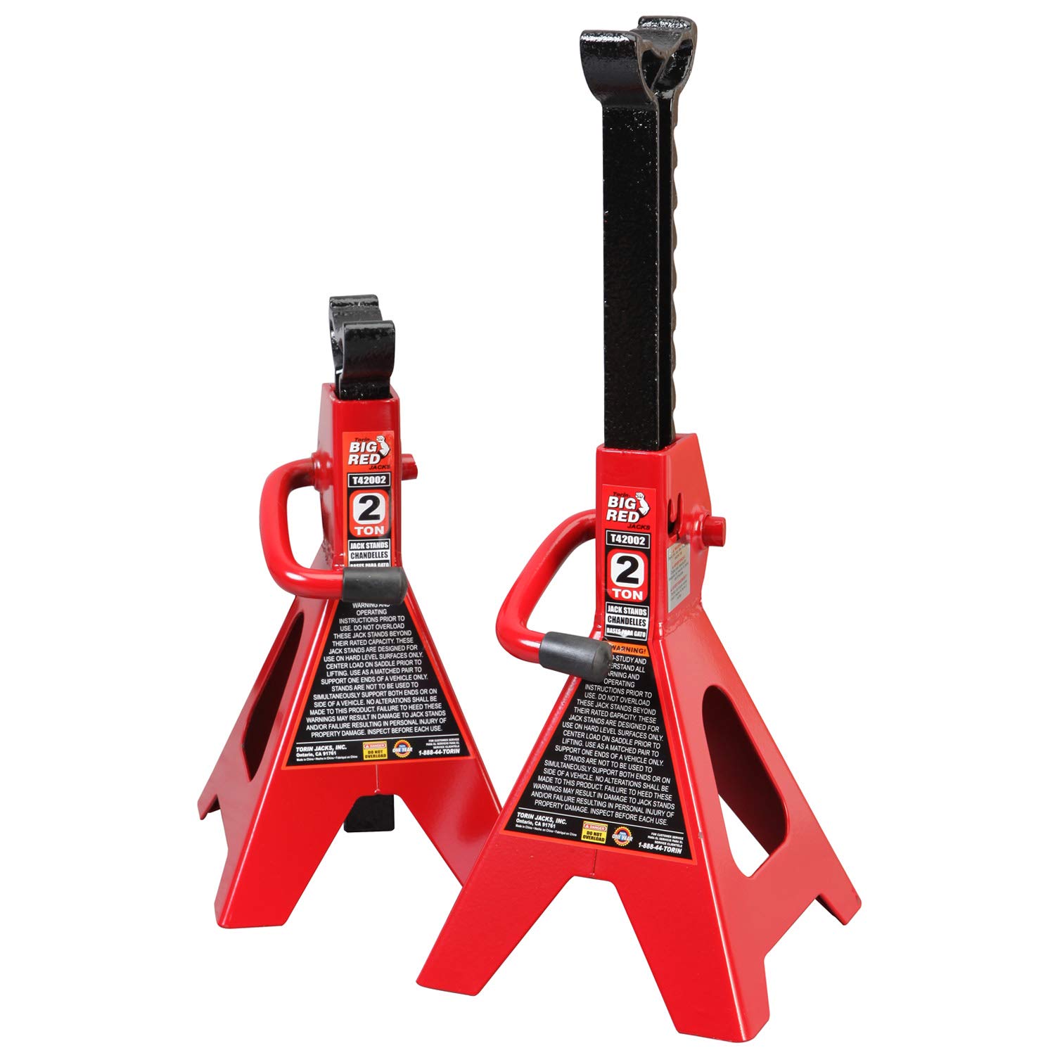 Torin T42202 2 Ton (4,000 lb) Capacity Steel Jack Stands - Heavy Duty Red Car Jack Stands for Vehicle Support, Auto Repair & Maintenance - 1 Pair