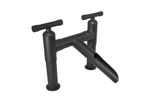 Deck Mount Lavatory Faucet - Modern Bathroom Sink Faucet with High Arc Spout for Home & Commercial Use | Perfect for Bathrooms, Restrooms, and Powder Rooms