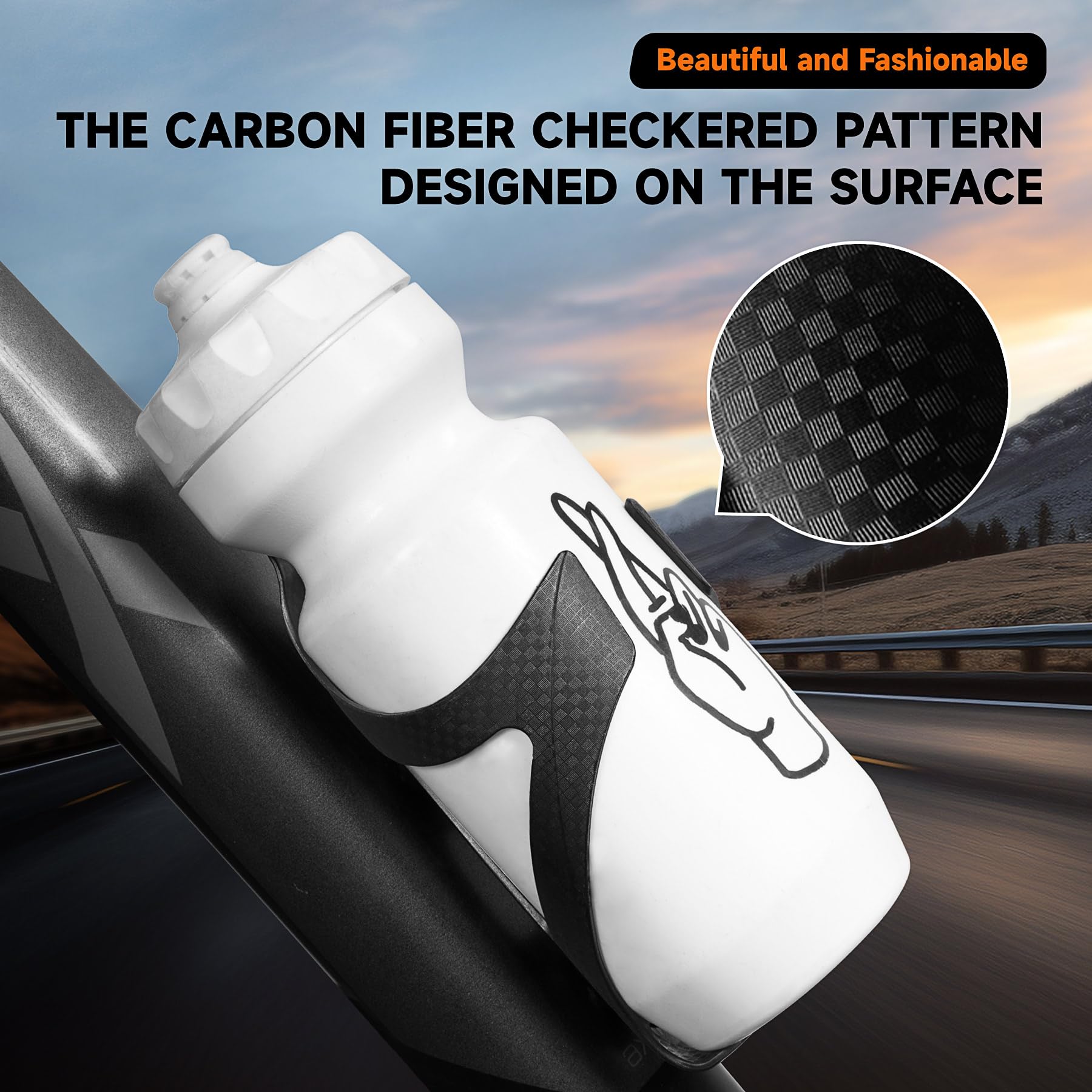 Premium Carbon Fiber Bike Water Bottle Cage - 2 Pack Black - Lightweight & Durable Bicycle Drink Holder for Road & Mountain Bikes - Perfect for Cycling, Commuting & Outdoor Adventures