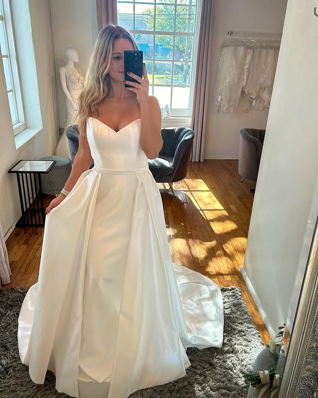 Jenny Yoo Dovima Wedding Dress with Detachable Overskirt - Elegant A-Line Bridal Gown for Church Ceremony & Outdoor Wedding