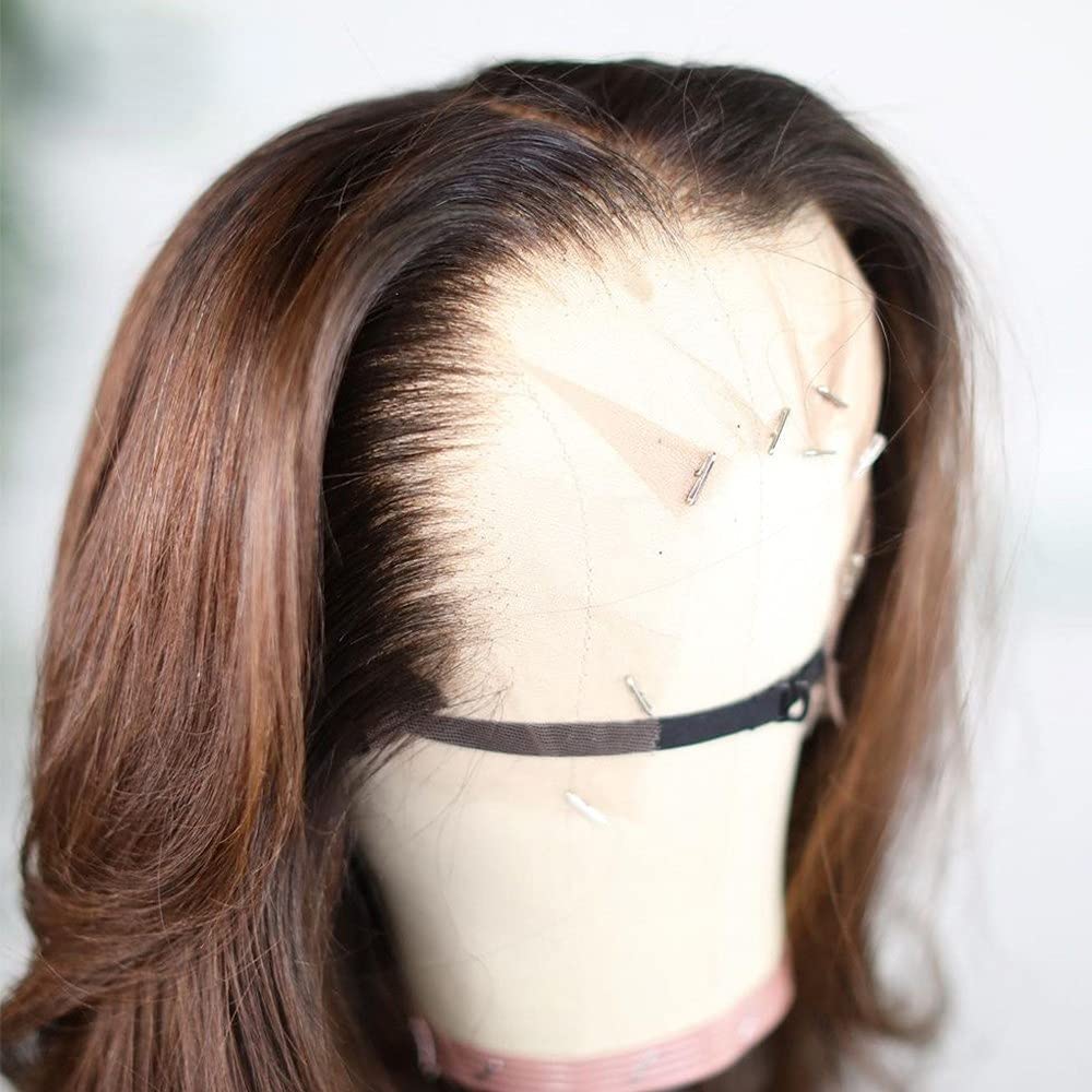 13x6 Lace Front Human Hair Wig - Body Wave Loose Wavy Ombre Brown Brazilian Remy Hair 150% Density 16