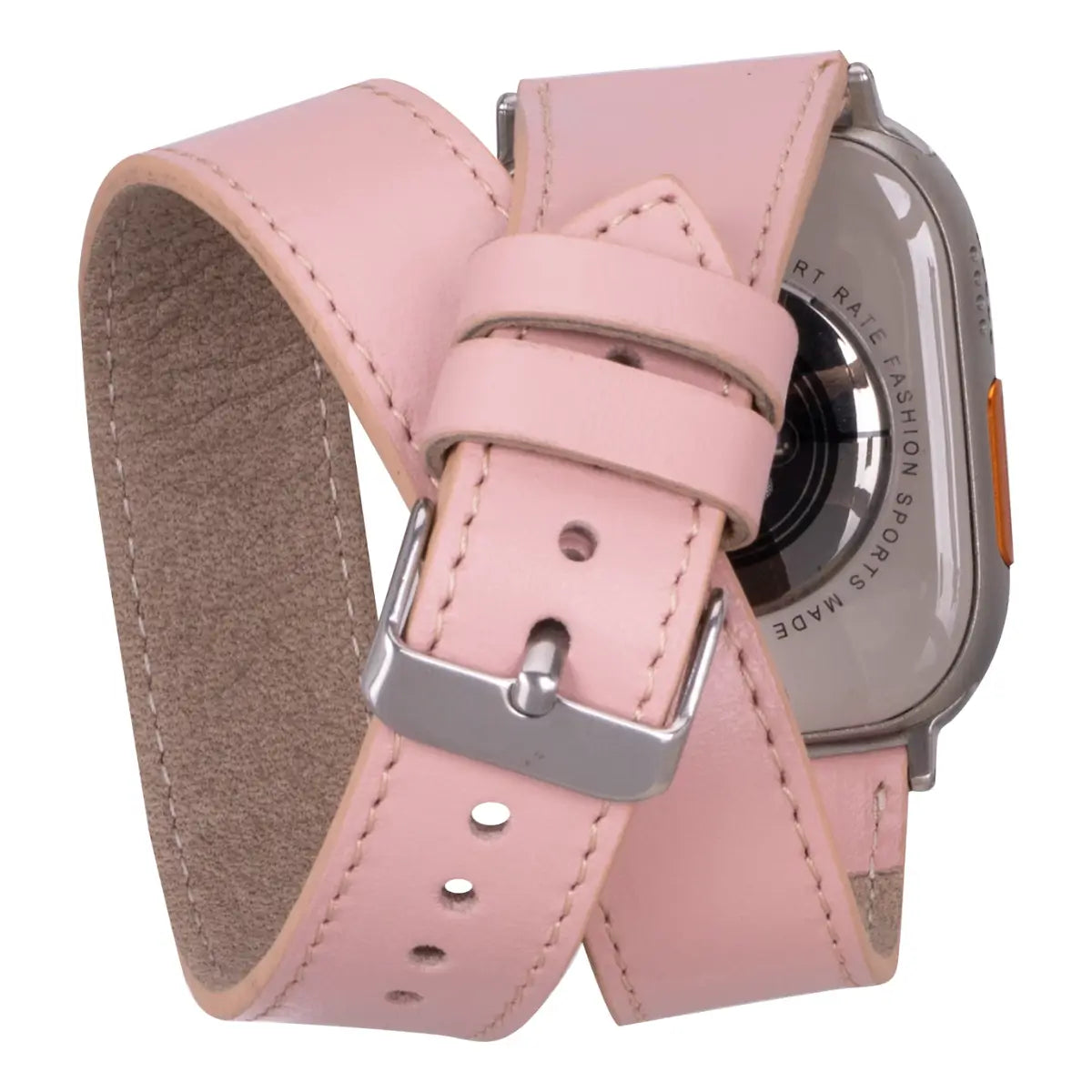 Pink Leather Double Tour Apple Watch Band for Women - Stylish & Comfortable Replacement Strap for Apple Watch Series 9/8/7/6/5/4/SE - Perfect for Work, Gym, and Everyday Wear