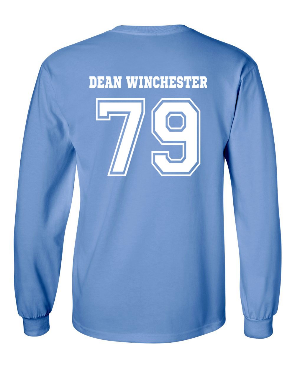 Supernatural Dean Winchester Men's Long Sleeve T-Shirt | Officially Licensed TV Show Merch | Carolina Blue XL | Casual Wear & Fan Gift