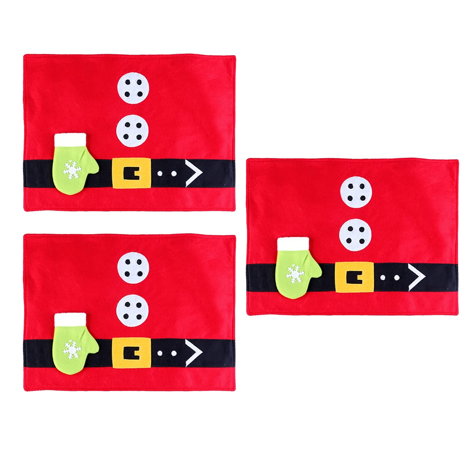 Festive Santa Snowman Print Non-Slip Washable Christmas Placemats Set with Napkins - Holiday Dining Decor for Tables, Parties & Family Gatherings (Size C, One Size)