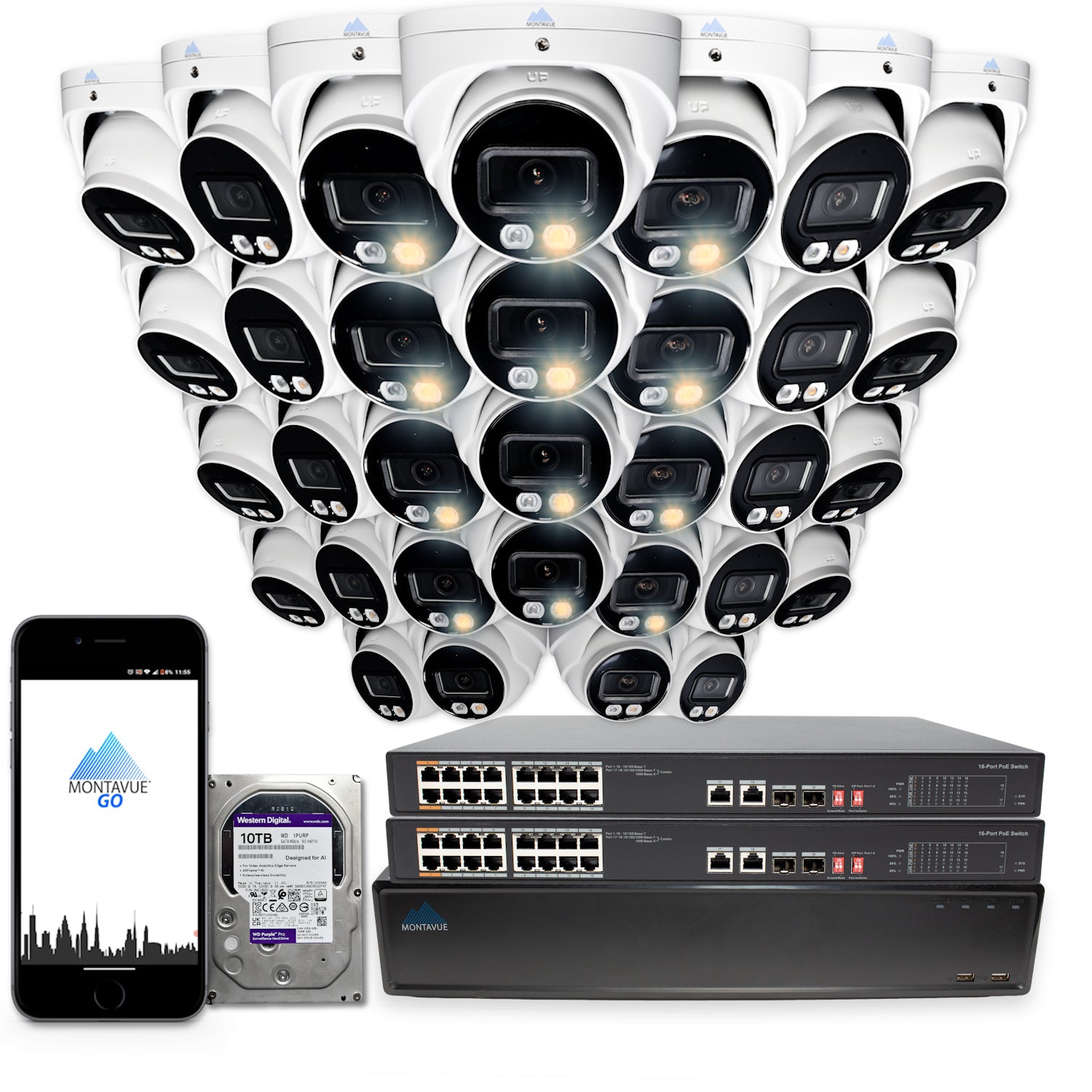 8MP 4K Security Camera System with 64CH NVR & 10TB HDD - SMD+ Turret Cameras for 24/7 Surveillance | Home & Business Security Monitoring Solution