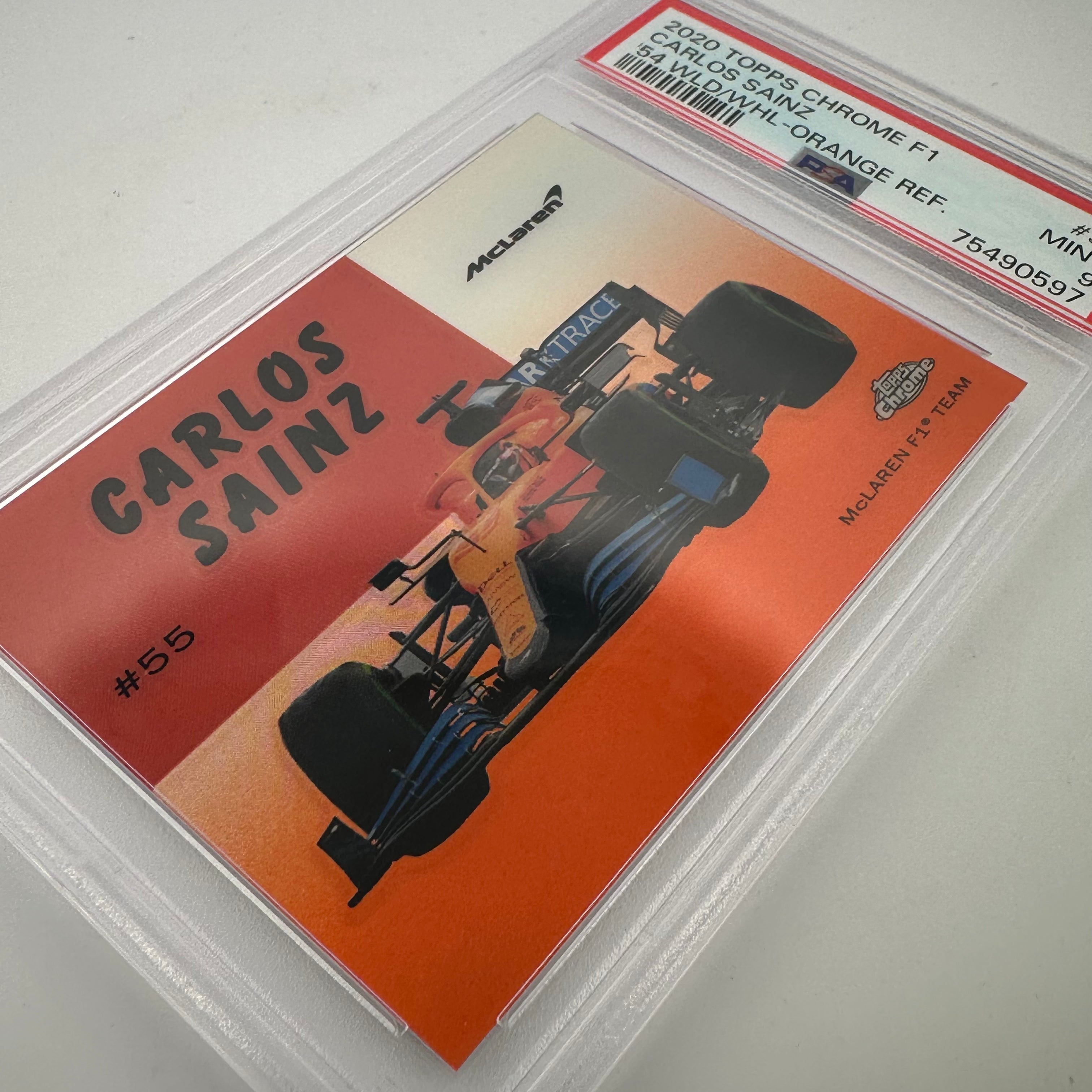 PSA 9 Graded 2004 Carlos Sainz World On Wheels #54W 32 Orange Refractor - Rare Racing Card for Collectors & Display