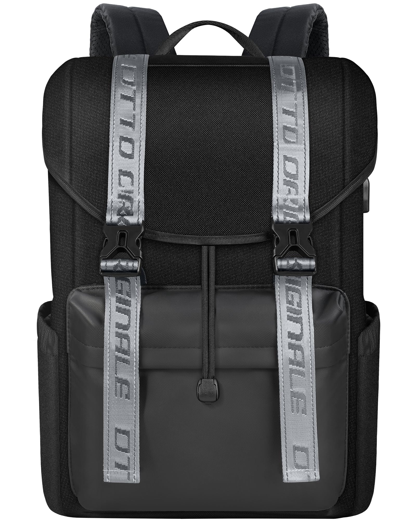 15.6 Inch Vintage Laptop Backpack for Travel - Water Resistant Anti-Theft College Backpack with USB Charging Port - 25L Casual Daypack for Men & Women (Black) - Perfect for Work, School & Daily Commute