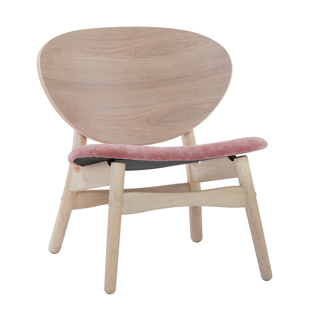 POLARA Modern Lounge Chair - Solid Oak Wood Frame & Salmon Fabric Upholstery - Perfect for Living Room, Bedroom, or Office Relaxation