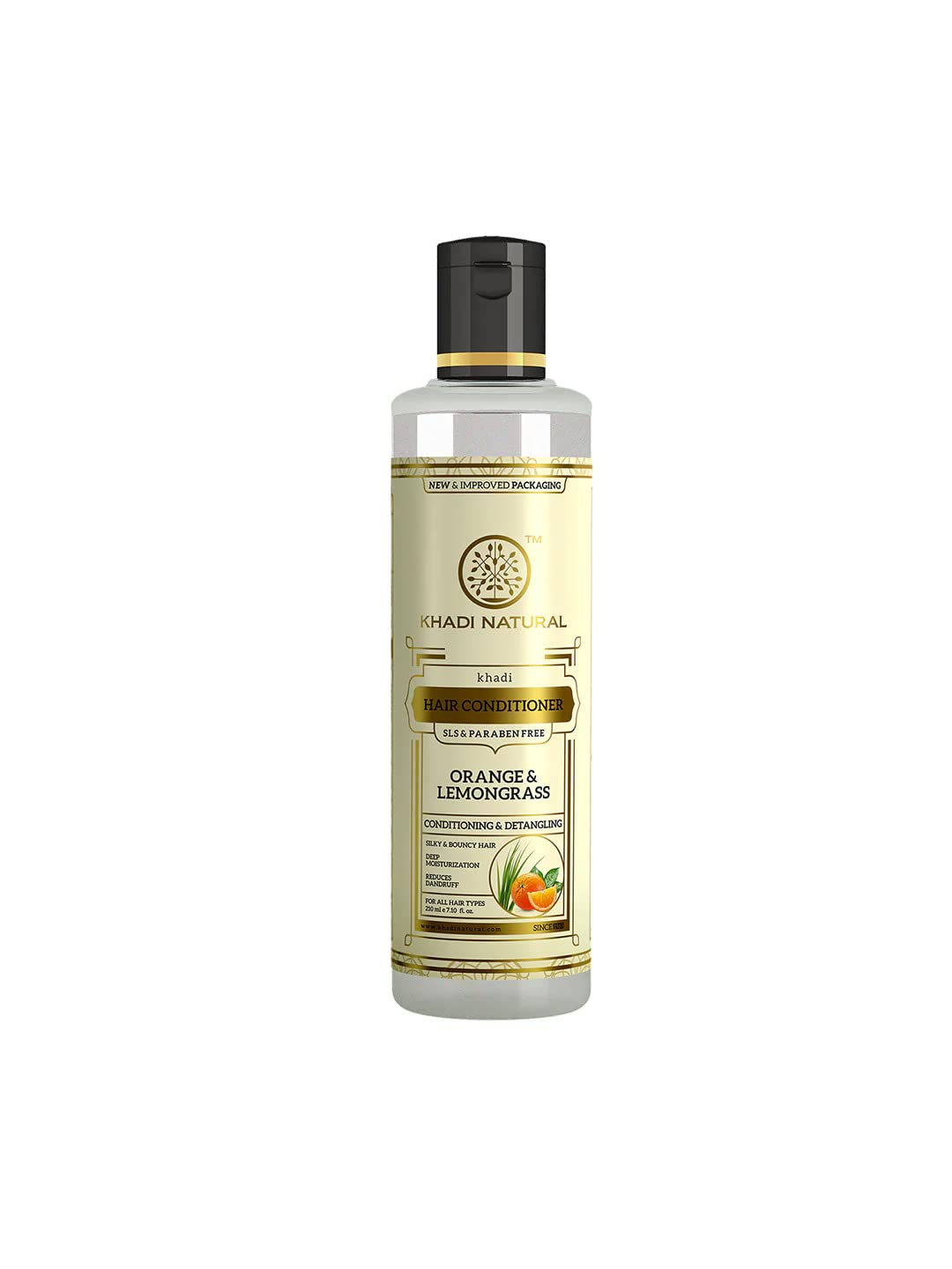Khadi Natural Herbal Orange & Lemongrass Hair Conditioner - SLS & Paraben Free for All Hair Types (210ml, 1 Count) | Deep Moisturizing & Frizz Control for Dry, Damaged Hair - Perfect for Daily Hair Care Routine