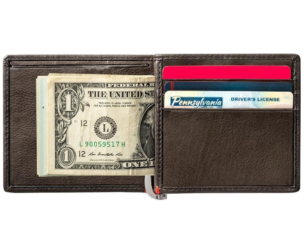 Genuine Mocha Leather Wallet with Cross Wings Metal Plate Design - Stylish & Durable for Men & Women - Perfect for Everyday Use, Travel & Gifts