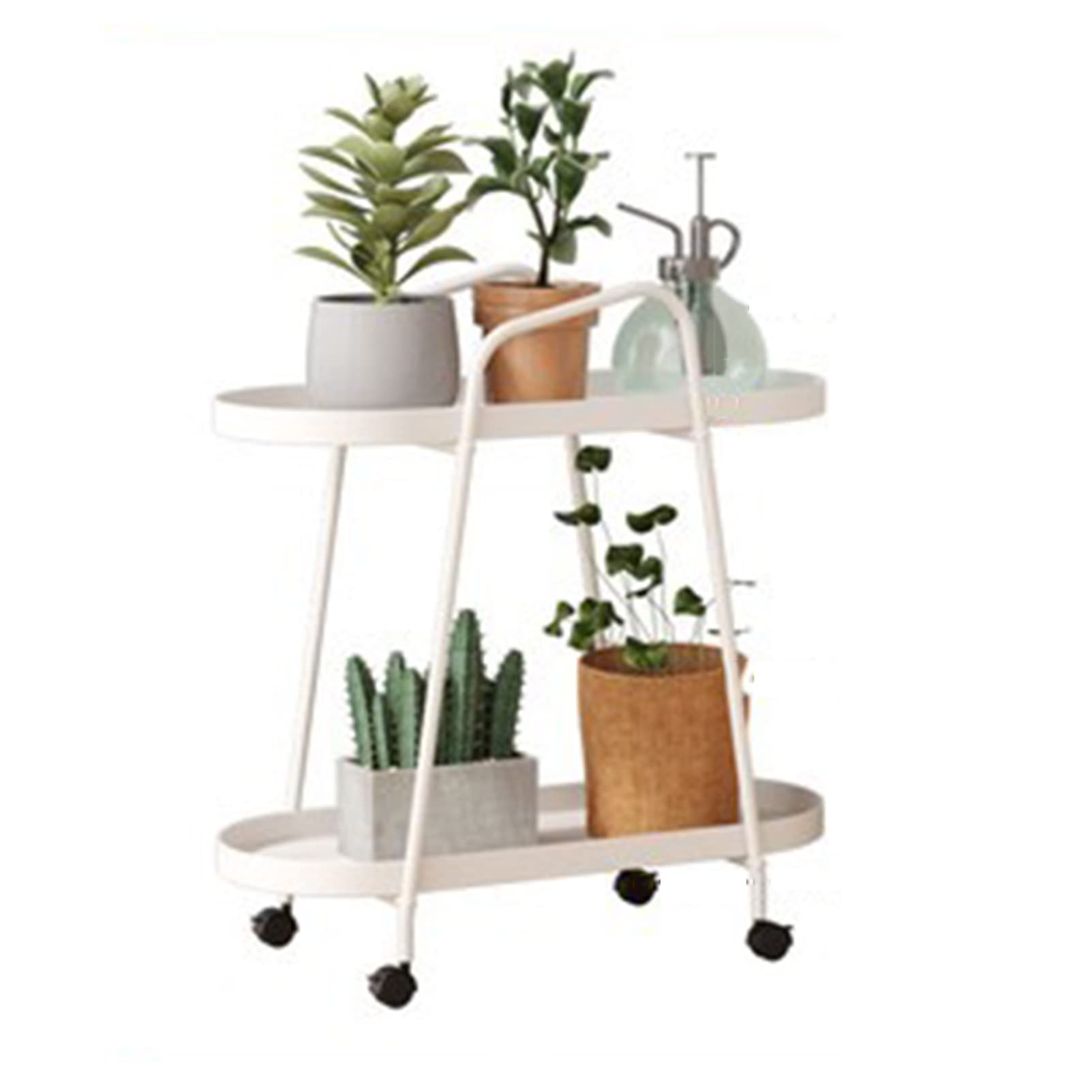 2-Tier Wrought Iron Flower Pot Stand - Mobile Indoor & Outdoor Plant Display Rack for Decorative Potted Plants | Perfect for Patio, Garden, Living Room & Balcony