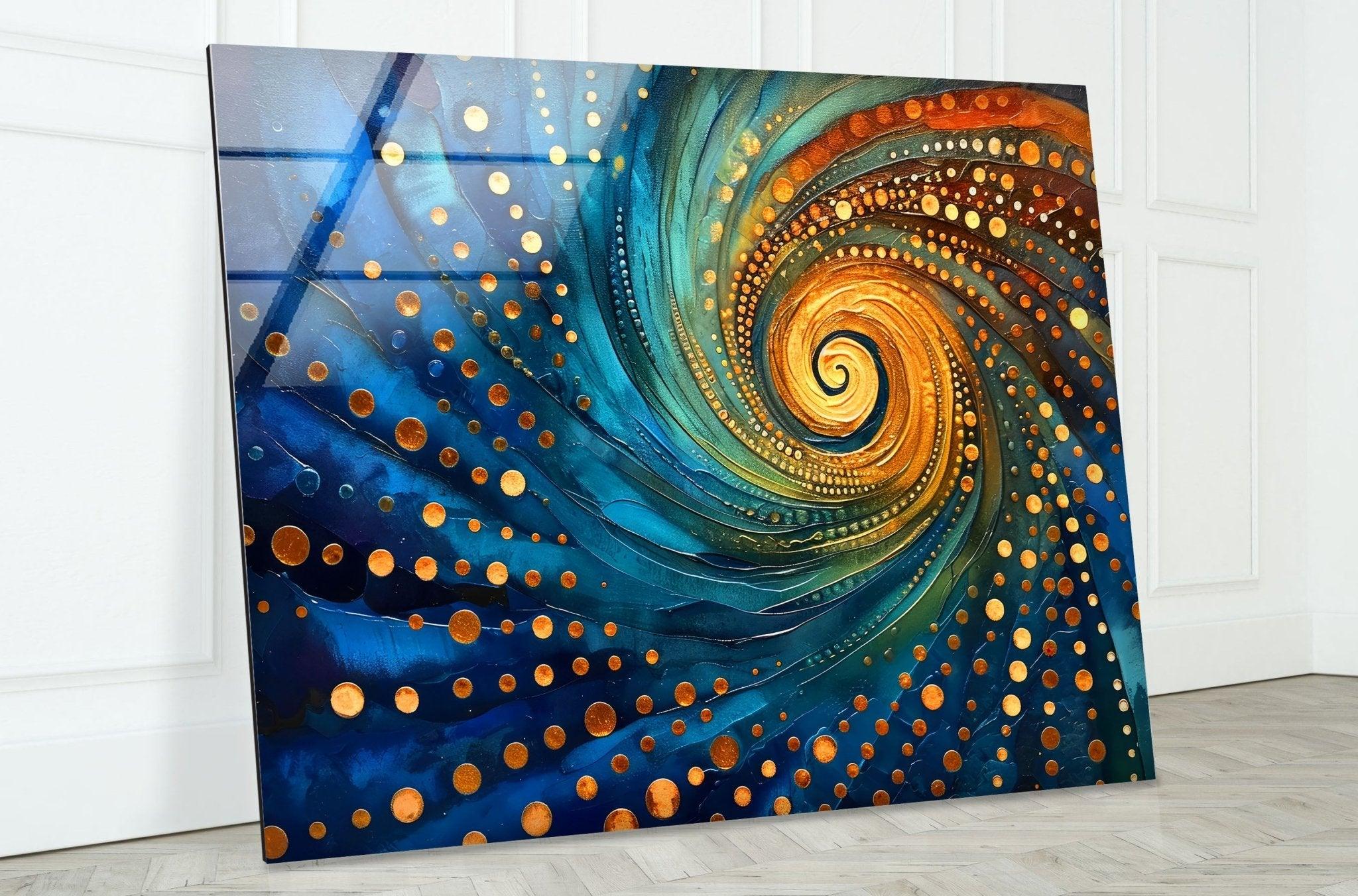 Abstract Spiral Fractal Glass Wall Art - Modern Home Decor for Living Room, Bedroom & Office - Handmade 3D Glass Sculpture for Unique Interior Design