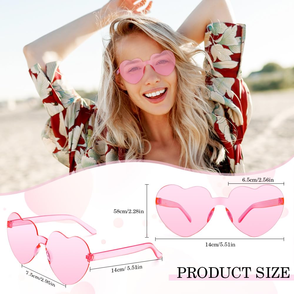 Stylish Pink Heart Sunglasses for Women - Trendy Heart Shaped Glasses for Bachelorette Party, Halloween & Summer Outfits - Bulk Sunglasses Pack for Fashion Accessories