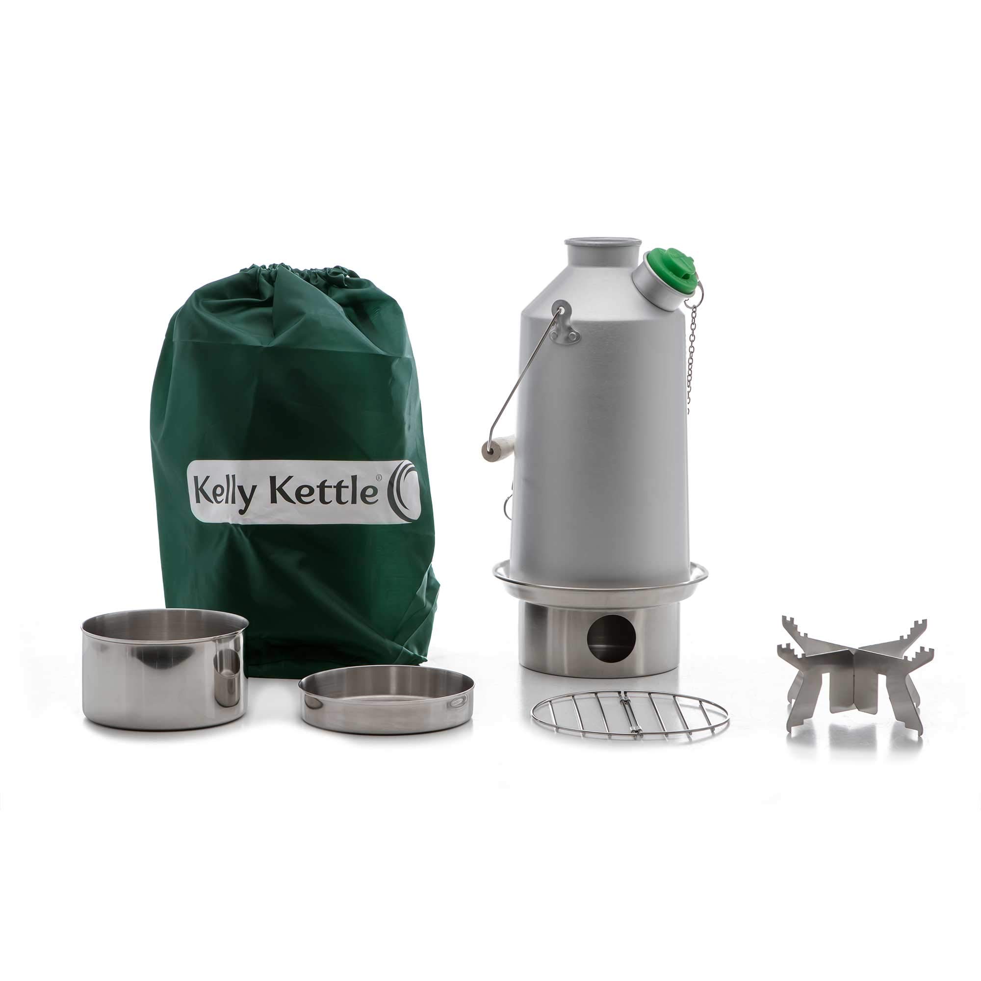 Kelly Kettle Base Camp 54 oz Large Aluminum Camping Kettle - Lightweight Portable Water Boiler with Whistle for Fast Boiling | Perfect for Camping, Hiking, Fishing, Hunting & Emergency Survival Gear | Outdoor Cooking, Backpacking & Bushcraft Essentials