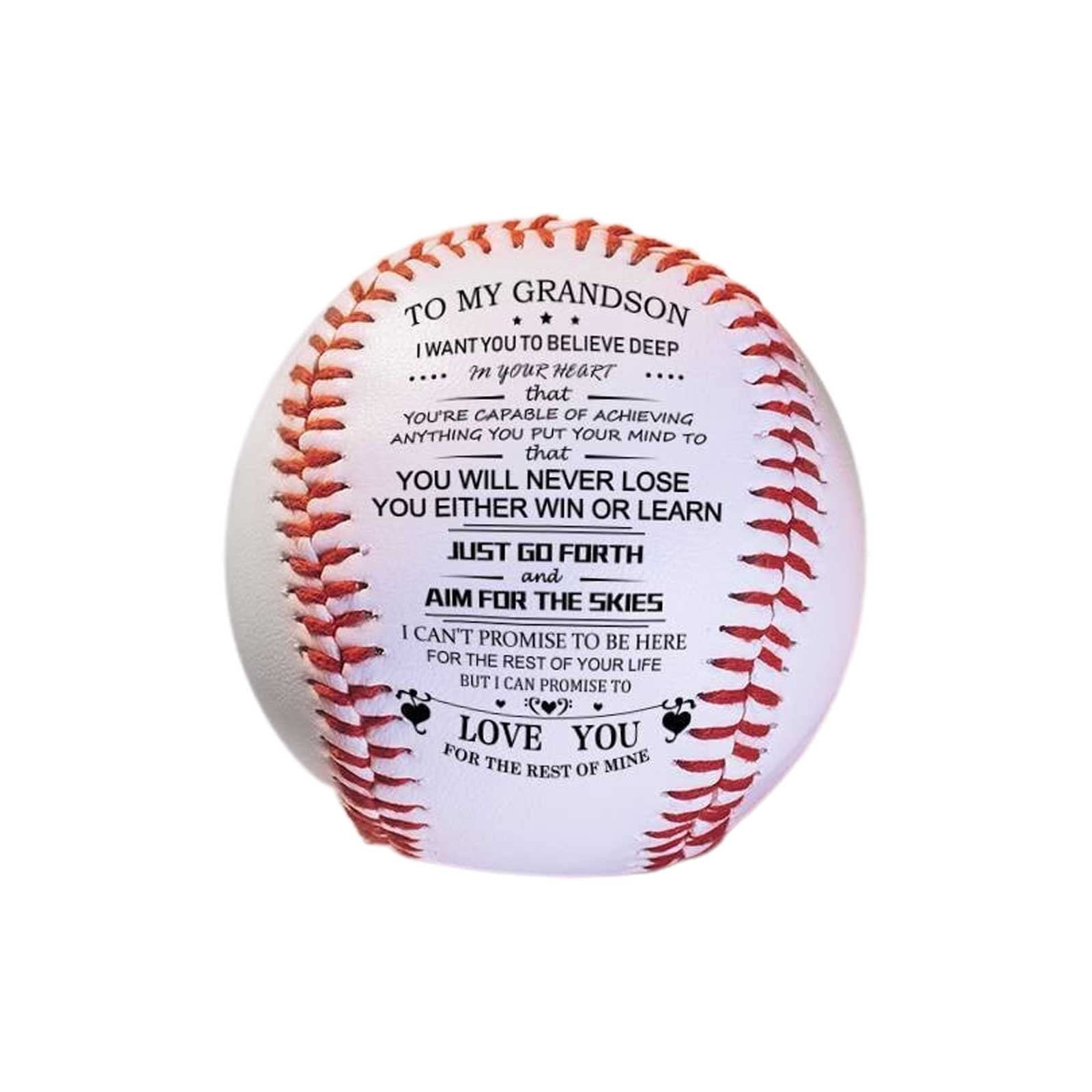 Personalized Printed Baseball - Motivational Gift for Grandson, Players from Grandparents & Dad - Graduation, Birthday, Christmas Ornament (White, One Size) - Perfect for Sports Lovers, Home Decor & Special Occasions