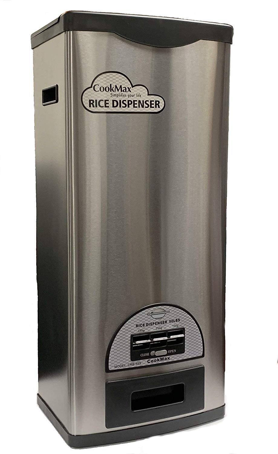 CRB-55S 50lb Stainless Steel Rice Storage Container - Bulk Food Dispenser for Kitchen & Pantry Organization | Perfect for Restaurants, Cafeterias & Home Use