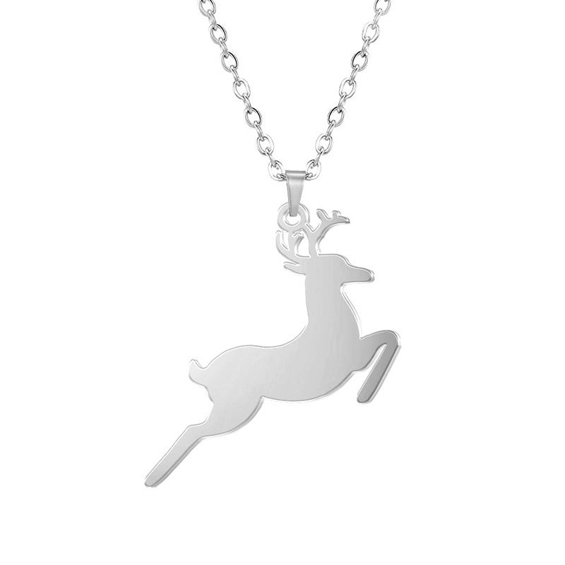 Stainless Steel Deer Pendant Necklace for Women - Elegant Jewelry Gift for Christmas, Birthday & Anniversary - Perfect for Casual Wear, Office & Special Occasions
