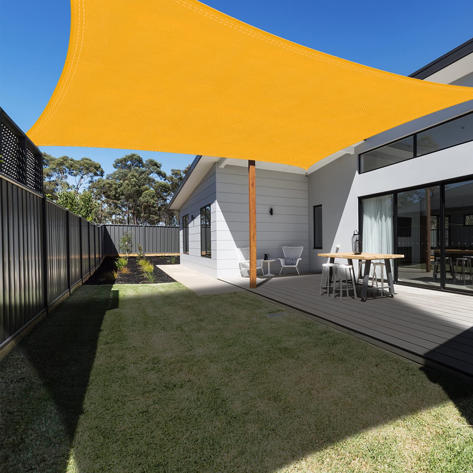 Ankuka Waterproof Rectangle Sun Shade Sail Canopy - 10'x13' UV Block Outdoor Patio Cover for Garden, Backyard, Pool & Beach (Mango Yellow) - Perfect for Picnics, BBQ Parties and Summer Relaxation