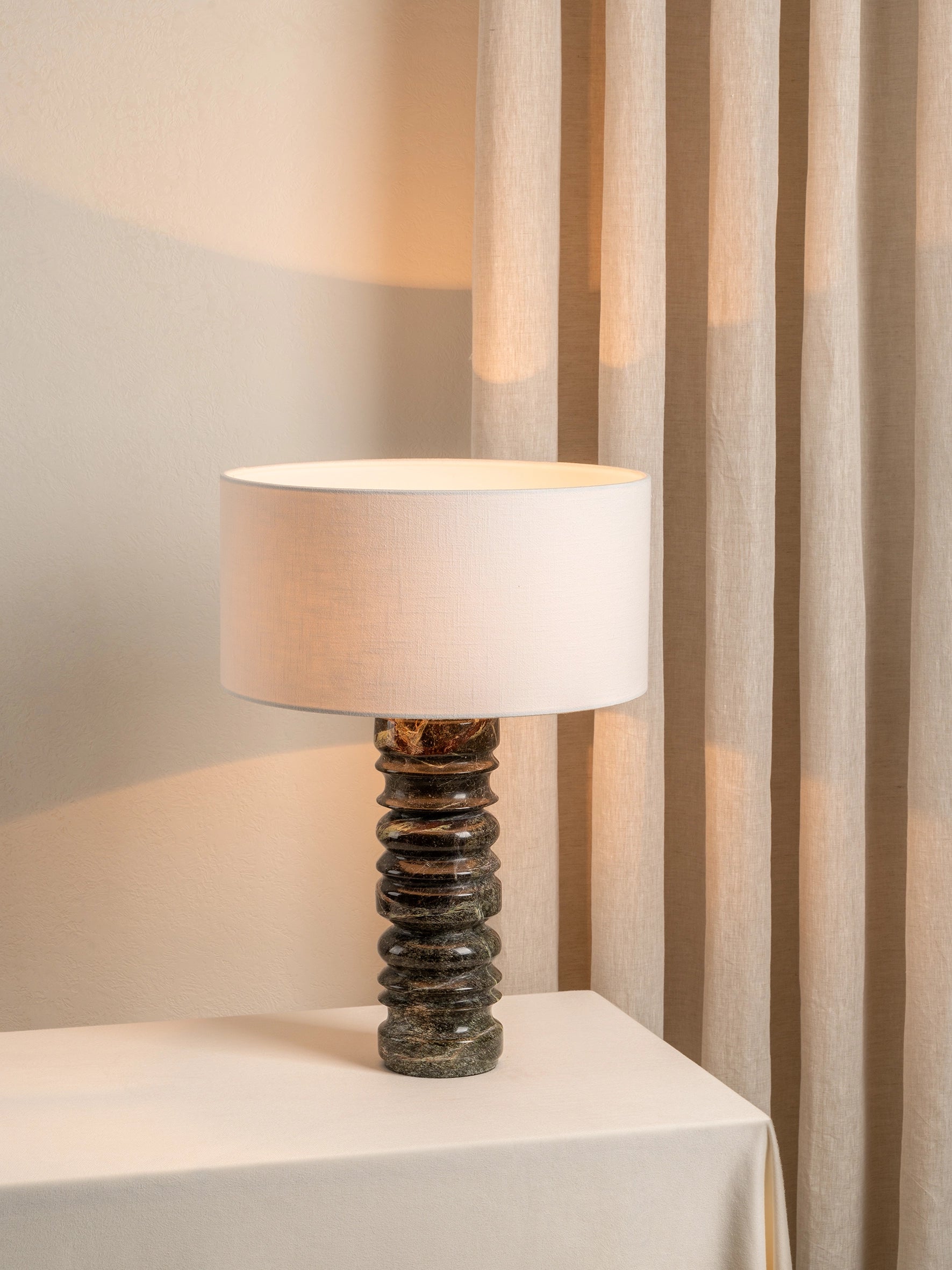 Renee Large Green Marble Table Lamp - Modern Home Decor for Living Room, Bedroom & Office - Elegant Lighting for Reading & Relaxation
