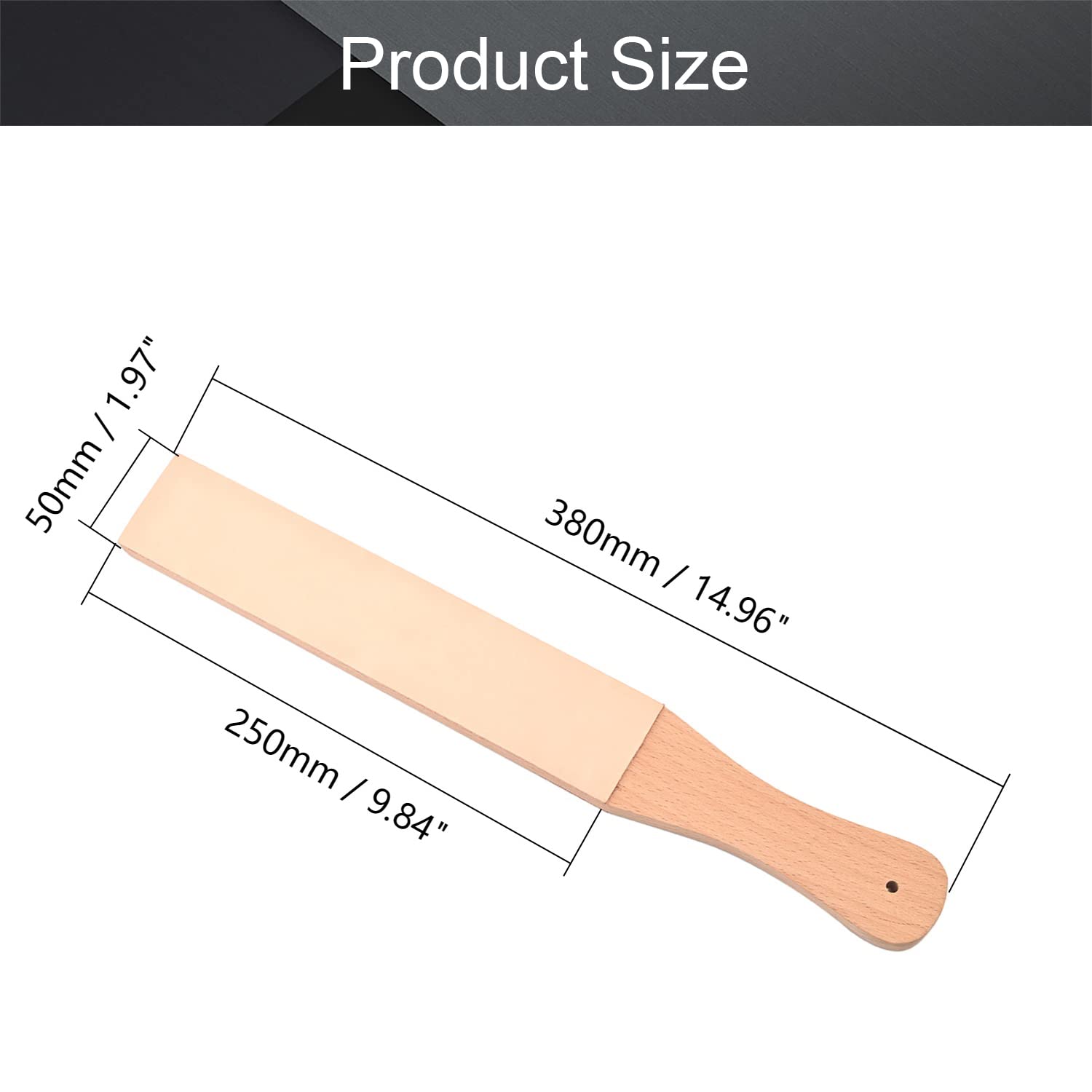 Premium Wooden Handle Leather Strop Sharpening Board - 2